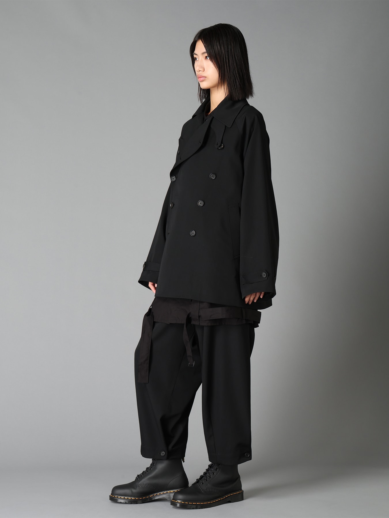 WASHER WOOL GABARDINE NAPOLEON DOUBLE-BREASTED JACKET