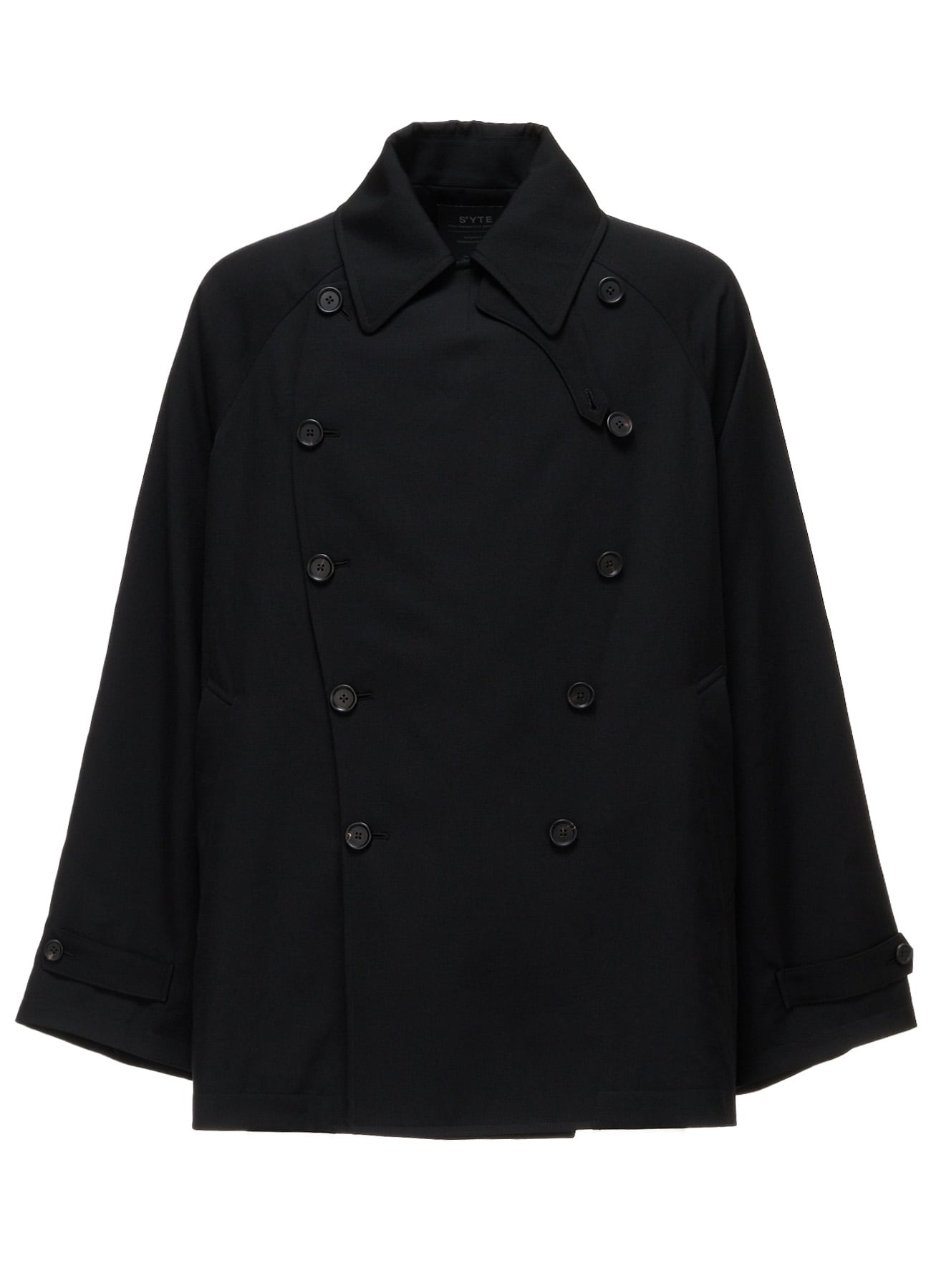 WASHER WOOL GABARDINE NAPOLEON DOUBLE-BREASTED JACKET