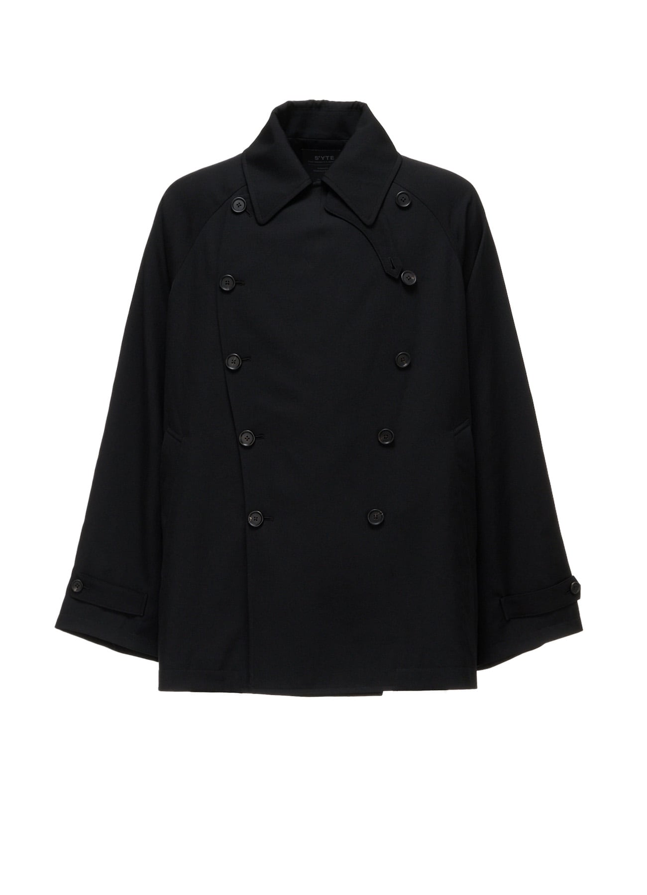 WASHER WOOL GABARDINE NAPOLEON DOUBLE-BREASTED JACKET