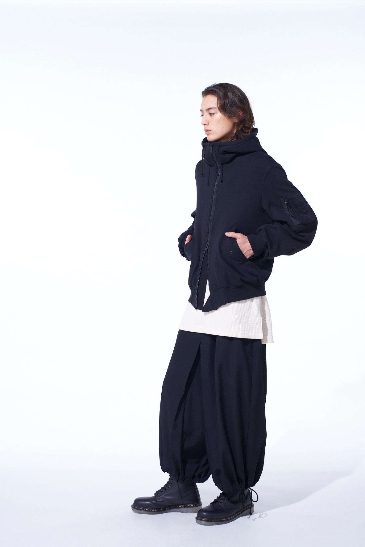 WASHER WOOL GABARDINE HAKAMA BALLOON PANTS
