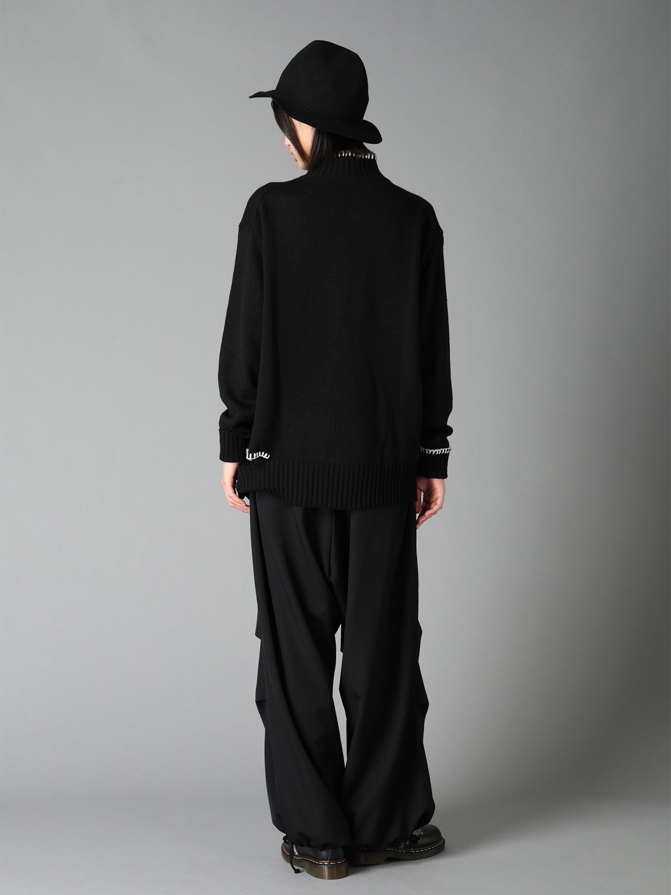 WASHER WOOL GABARDINE KNEE-TUCK PANTS