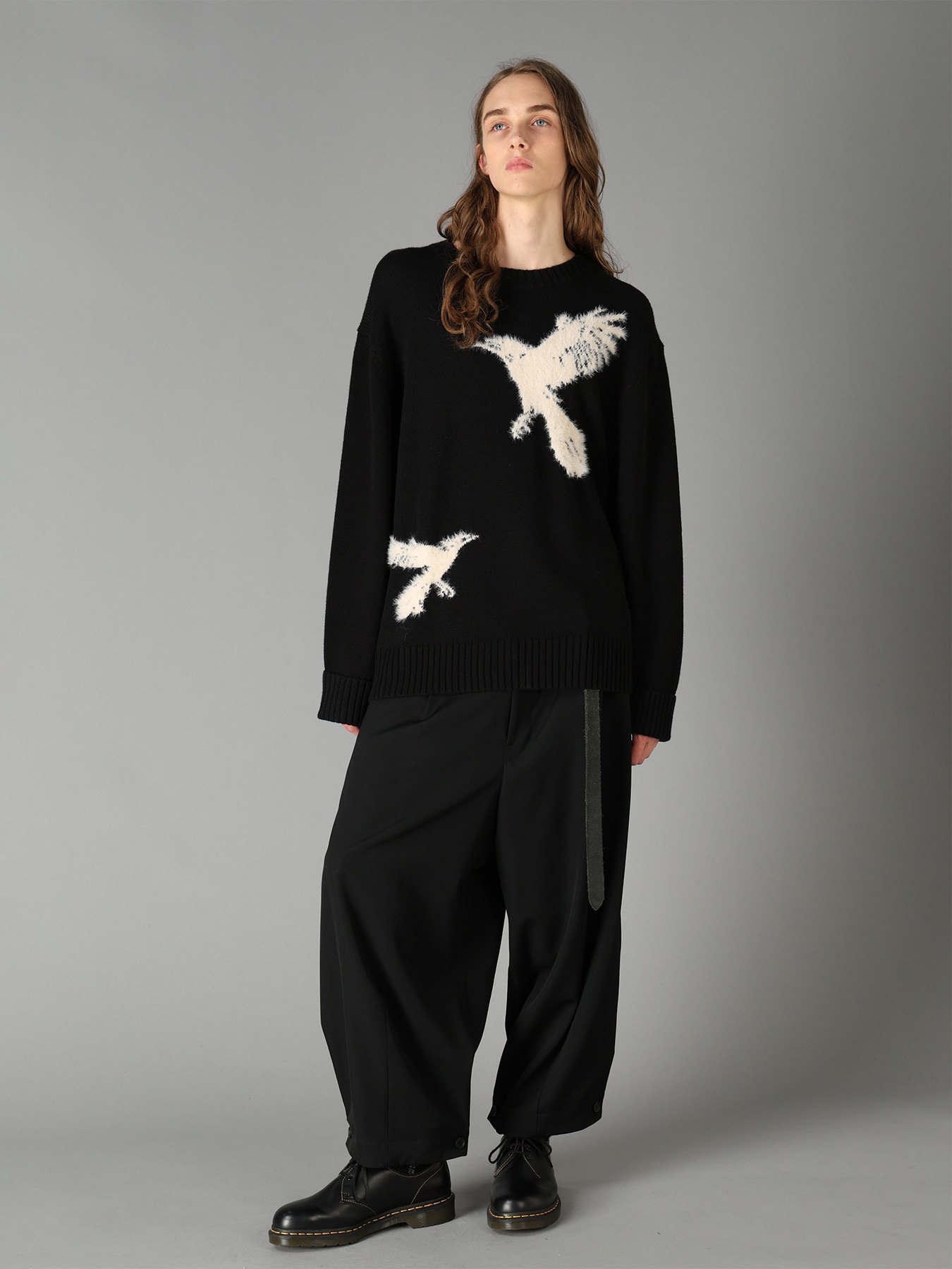 WASHER WOOL GABARDINE BUTTON HEM TAPERED PANTS