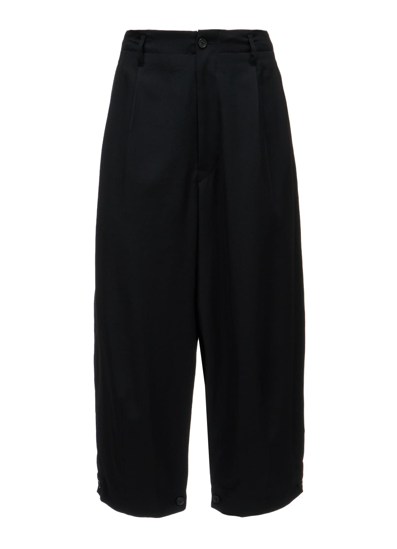 WASHER WOOL GABARDINE BUTTON HEM TAPERED PANTS
