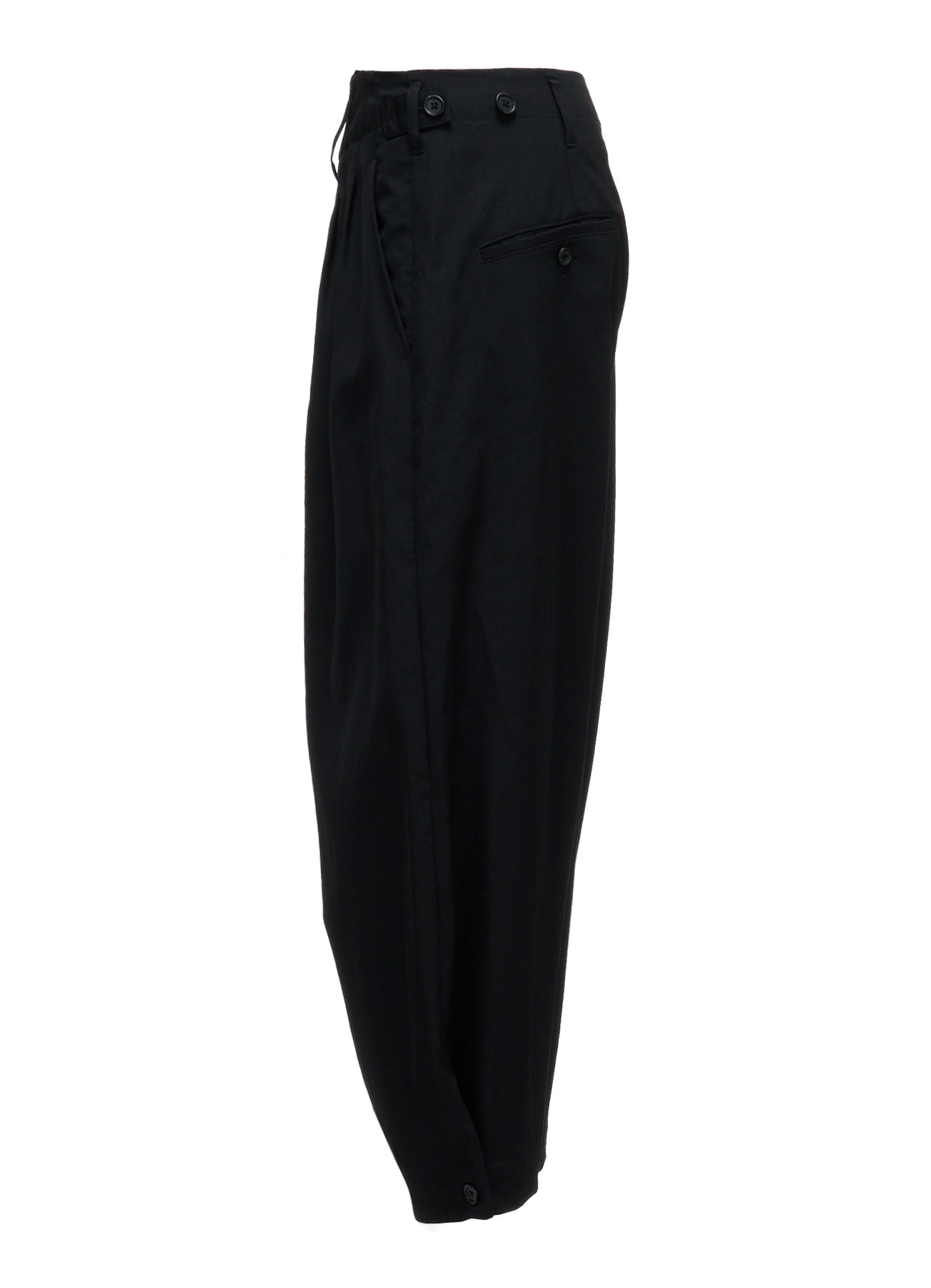 WASHER WOOL GABARDINE BUTTON HEM TAPERED PANTS