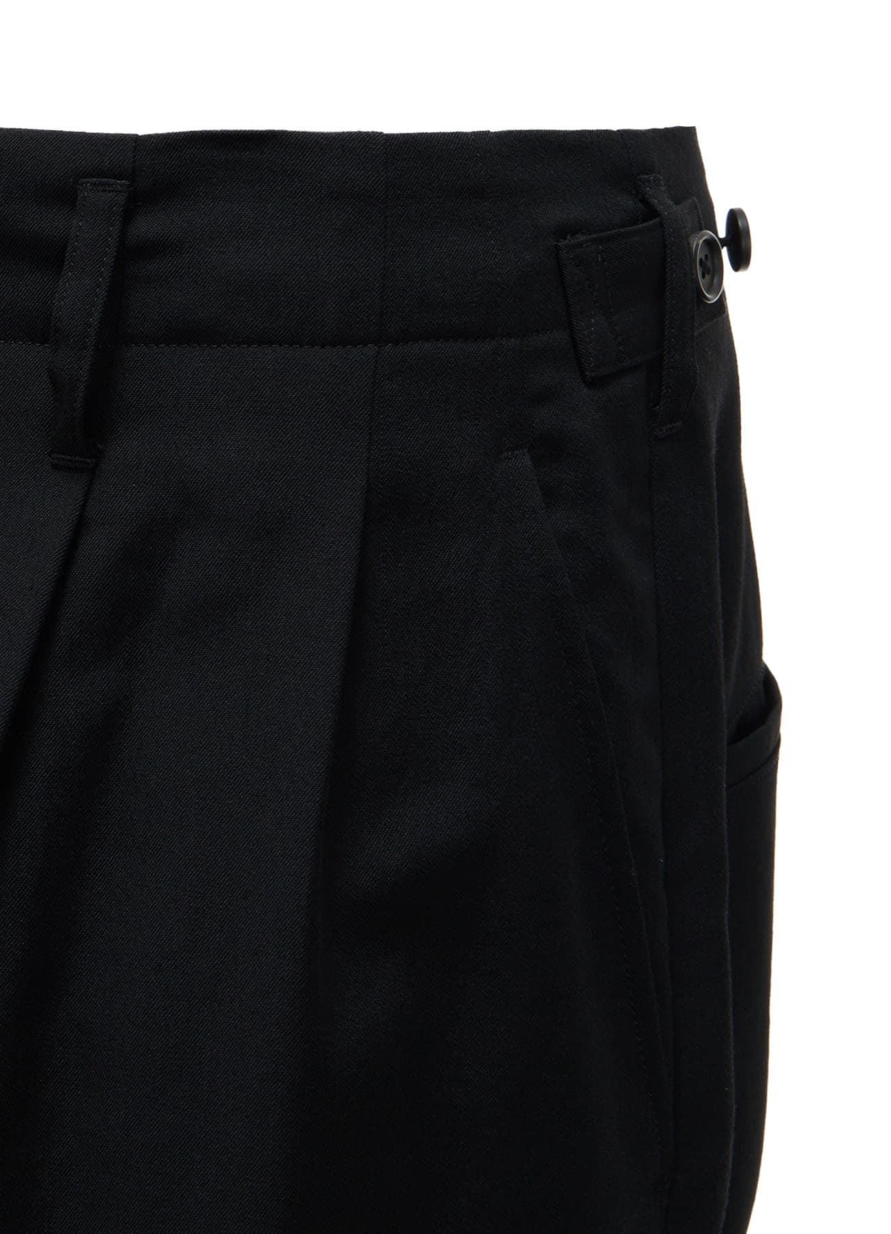 WASHER WOOL GABARDINE BUTTON HEM TAPERED PANTS
