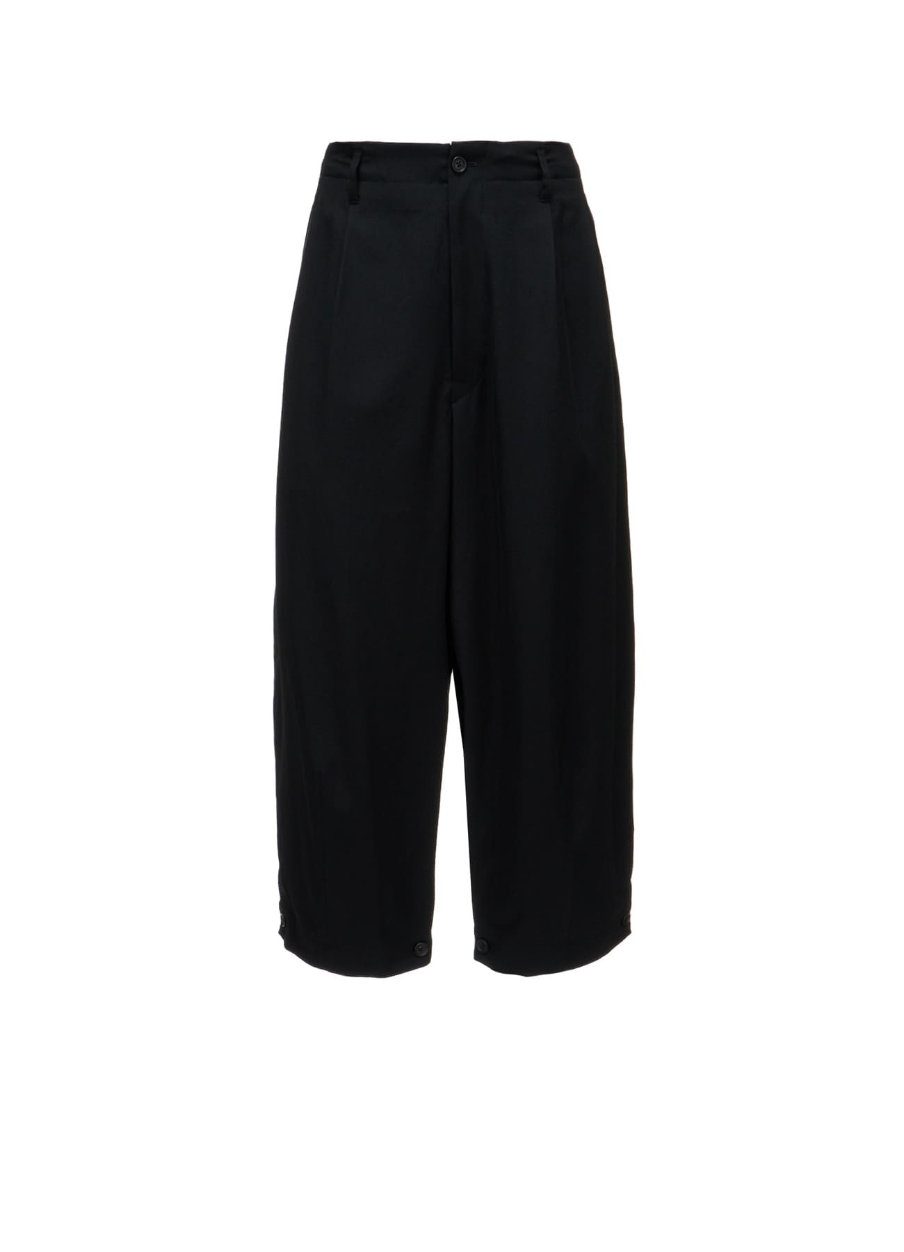 WASHER WOOL GABARDINE BUTTON HEM TAPERED PANTS