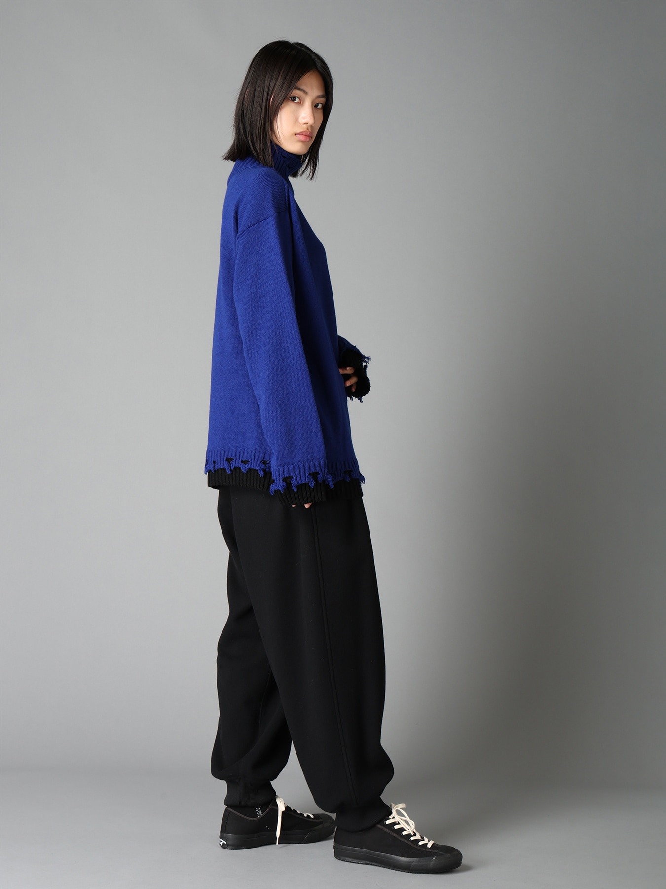 BRUSHED WOOL RIB HEM PANTS