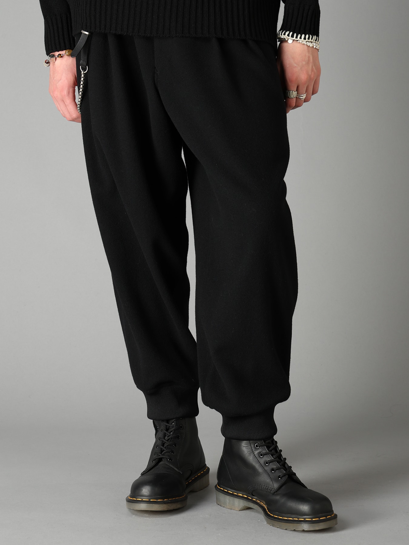 BRUSHED WOOL RIB HEM PANTS
