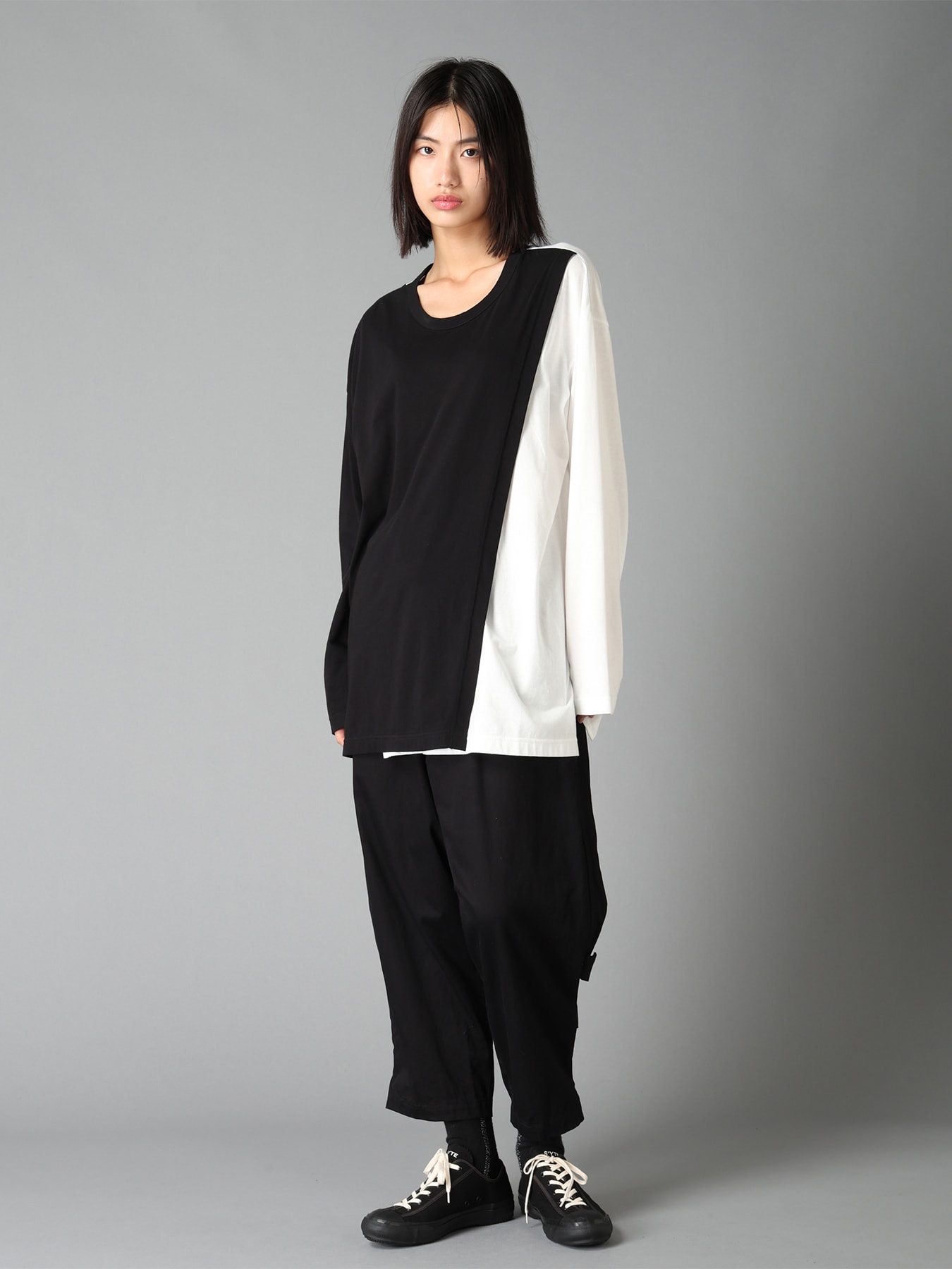 20/COTTON TWILL BELTED HEM DETAIL PANTS