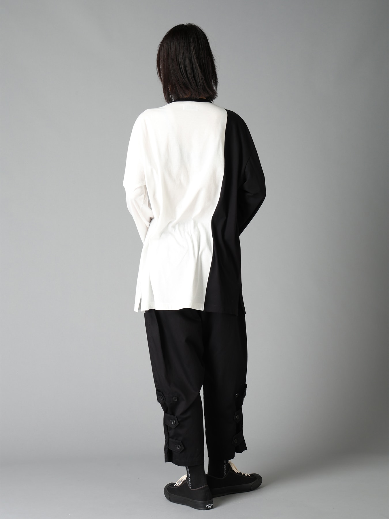 20/COTTON TWILL BELTED HEM DETAIL PANTS