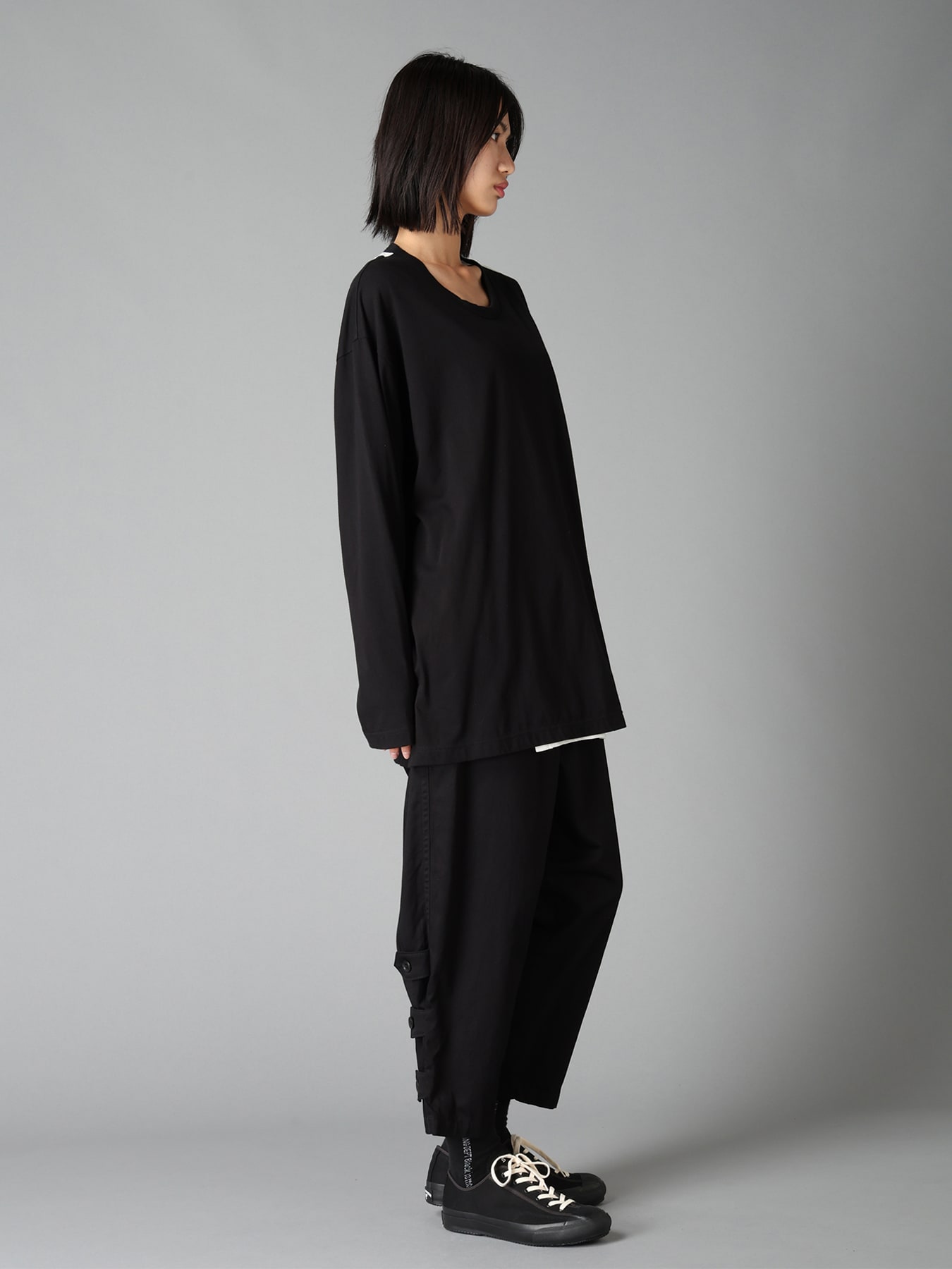 20/COTTON TWILL BELTED HEM DETAIL PANTS