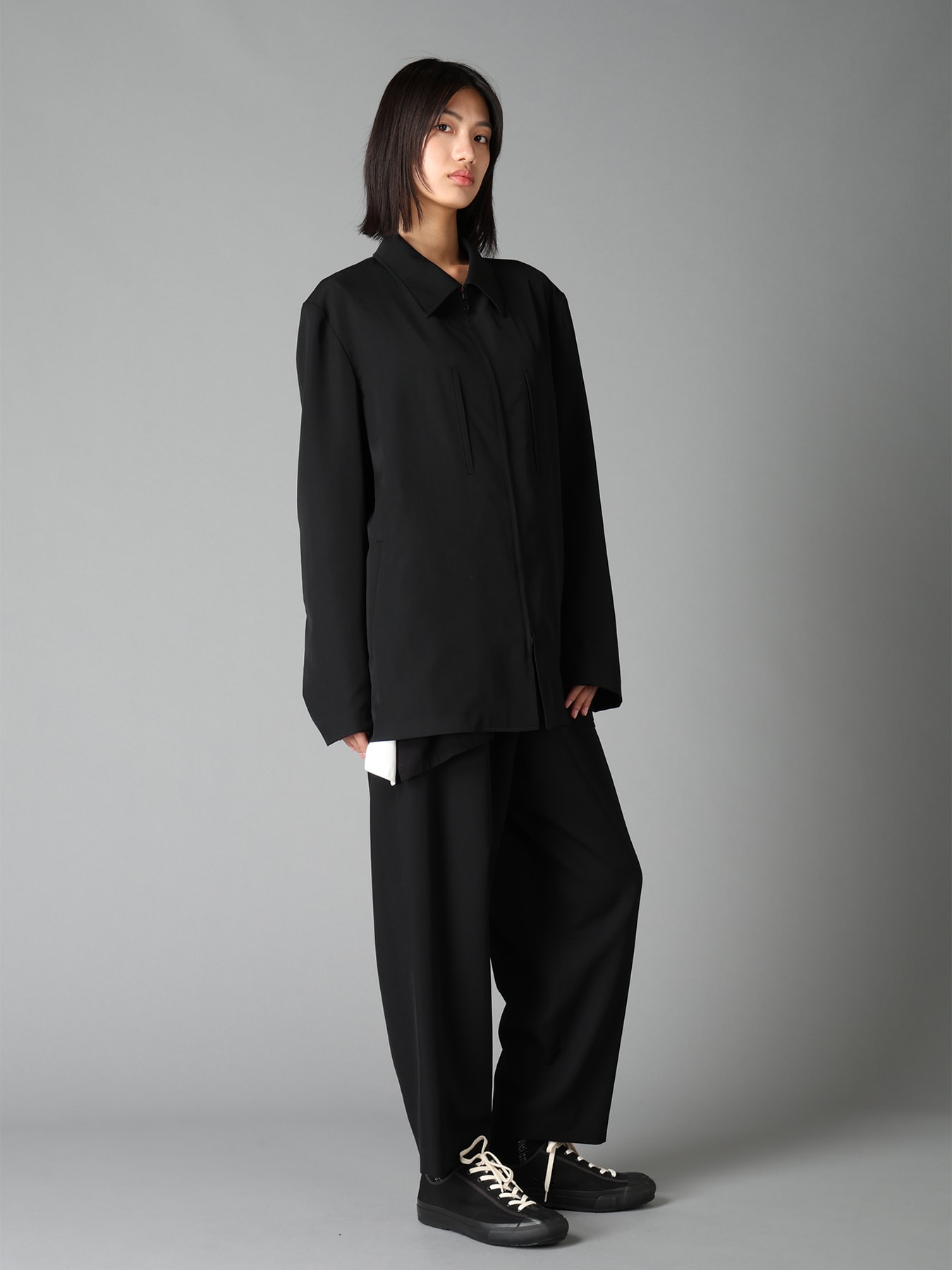 WASHER WOOL GABARDINE ZIP-UP BLOUSON