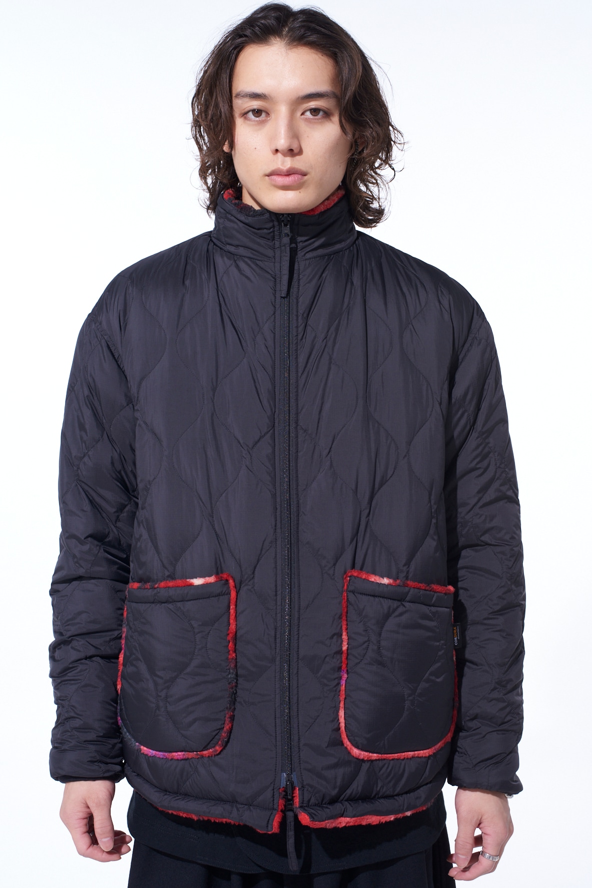 S'YTE X TAION REVERSIBLE QUILTED RED PRINTED FLEECE JACKET