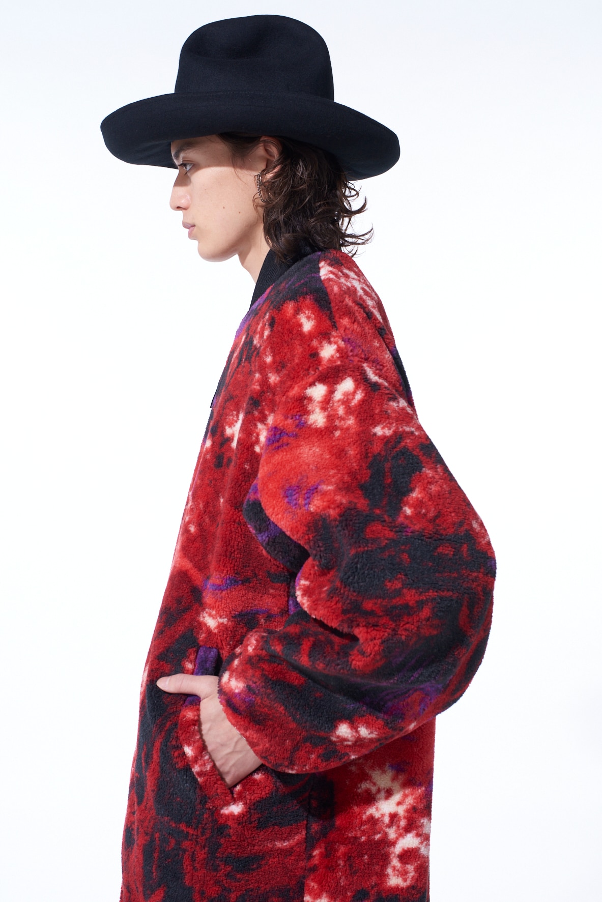 S'YTE X TAION REVERSIBLE LONG BOMBER JACKET WITH RED PRINTED