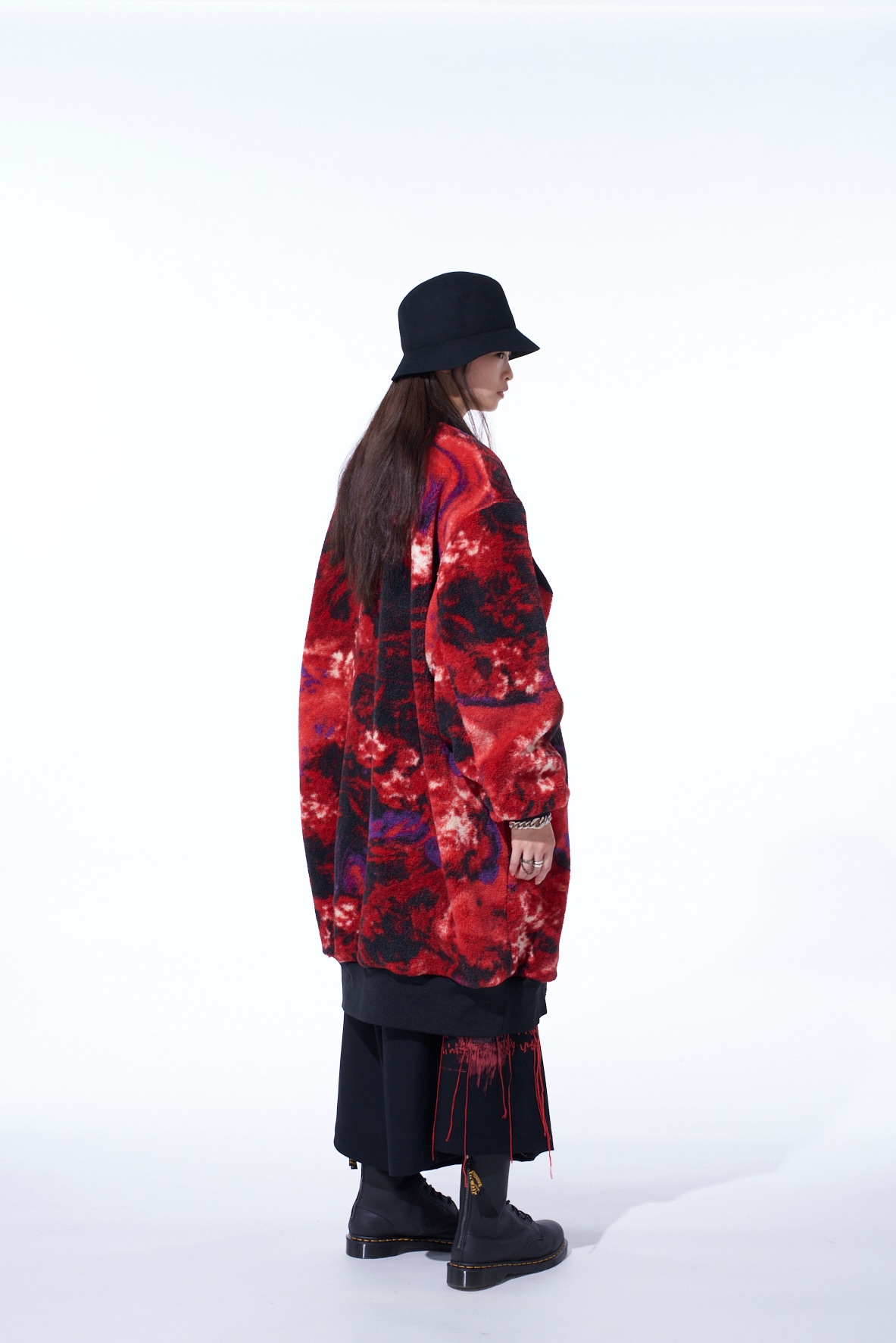 S'YTE X TAION REVERSIBLE LONG BOMBER JACKET WITH RED PRINTED