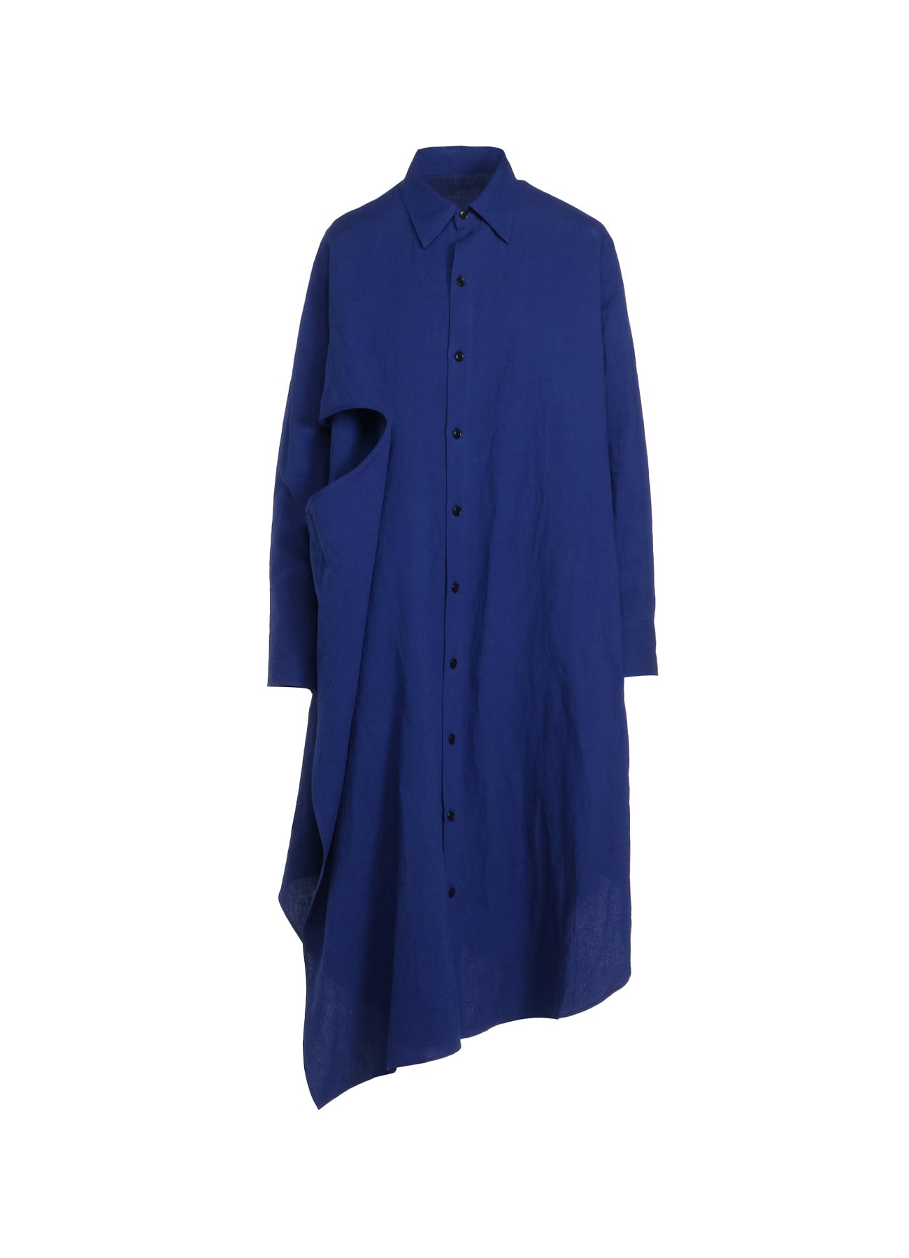 LINEN WASHED CLOTH SHIRT DRESS WITH DOUBLE-TAILORED RIGHT FRONT(S 