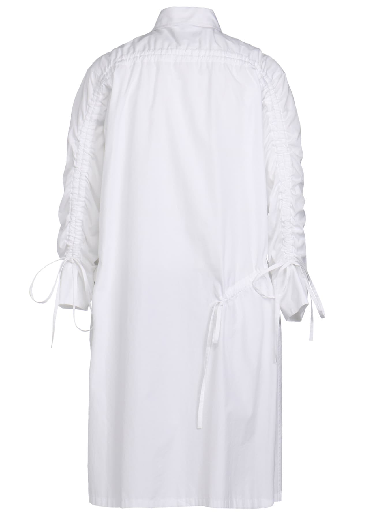 COTTON BROAD CLOTH OVERSIZED LONG SHIRT WITH GATHERED STRINGS