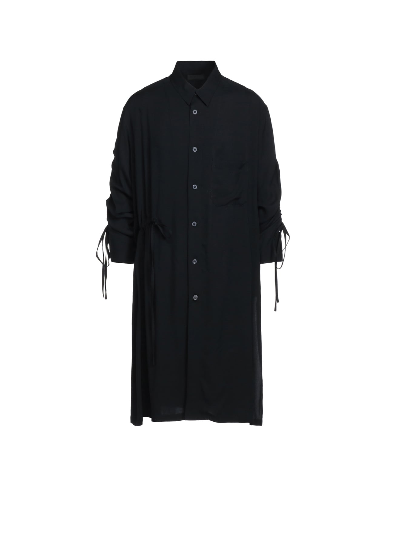 【5/23～5/28 Y's OMOTESANDO 先行販売】RAYON WASHER TWILL OVERSIZED LONG SHIRT WITH GATHERED STRINGS