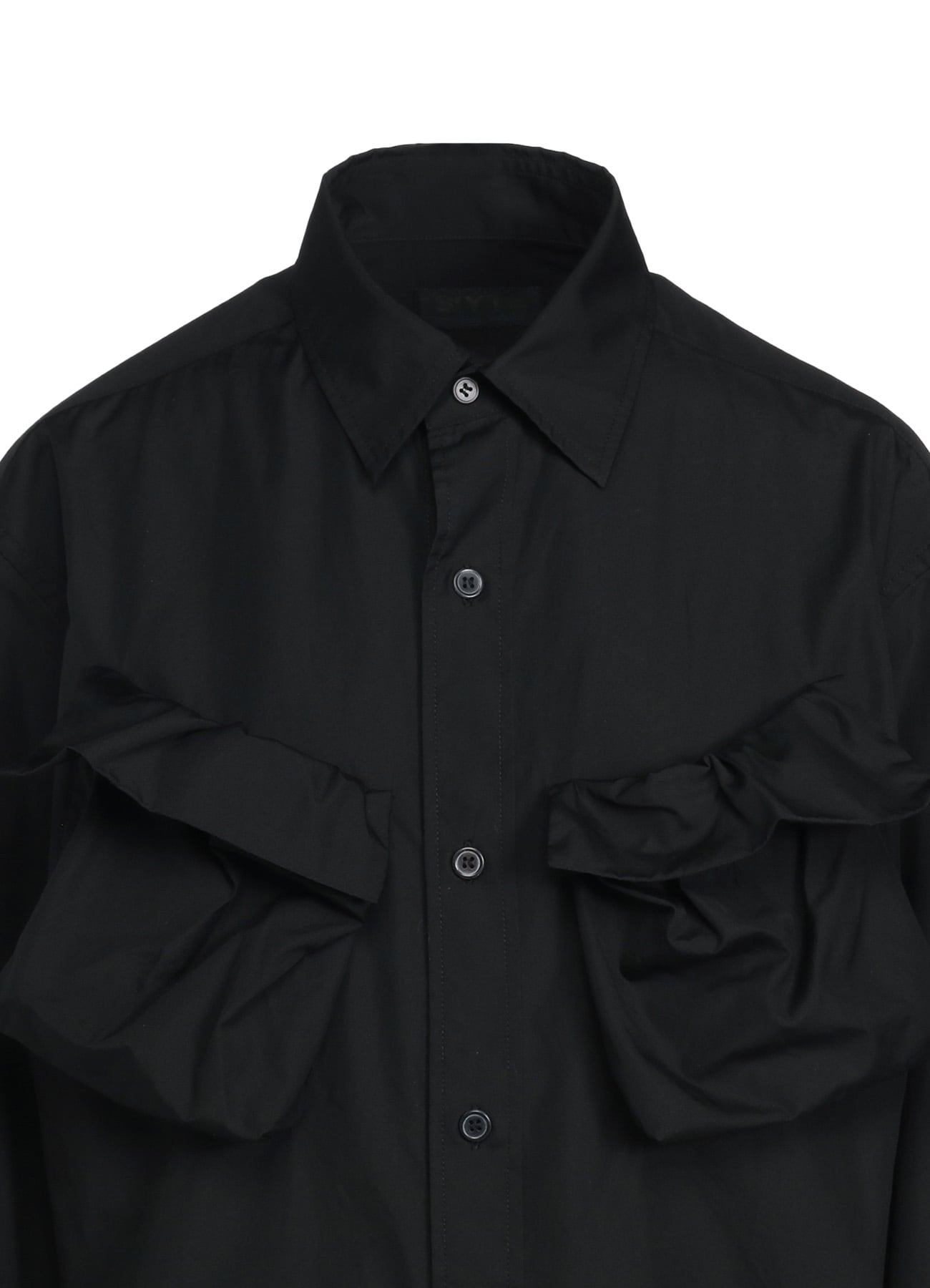 COTTON BROAD CLOTH DECONSTRUCTED CHEST POCKETS SHIRT(S Black): S 
