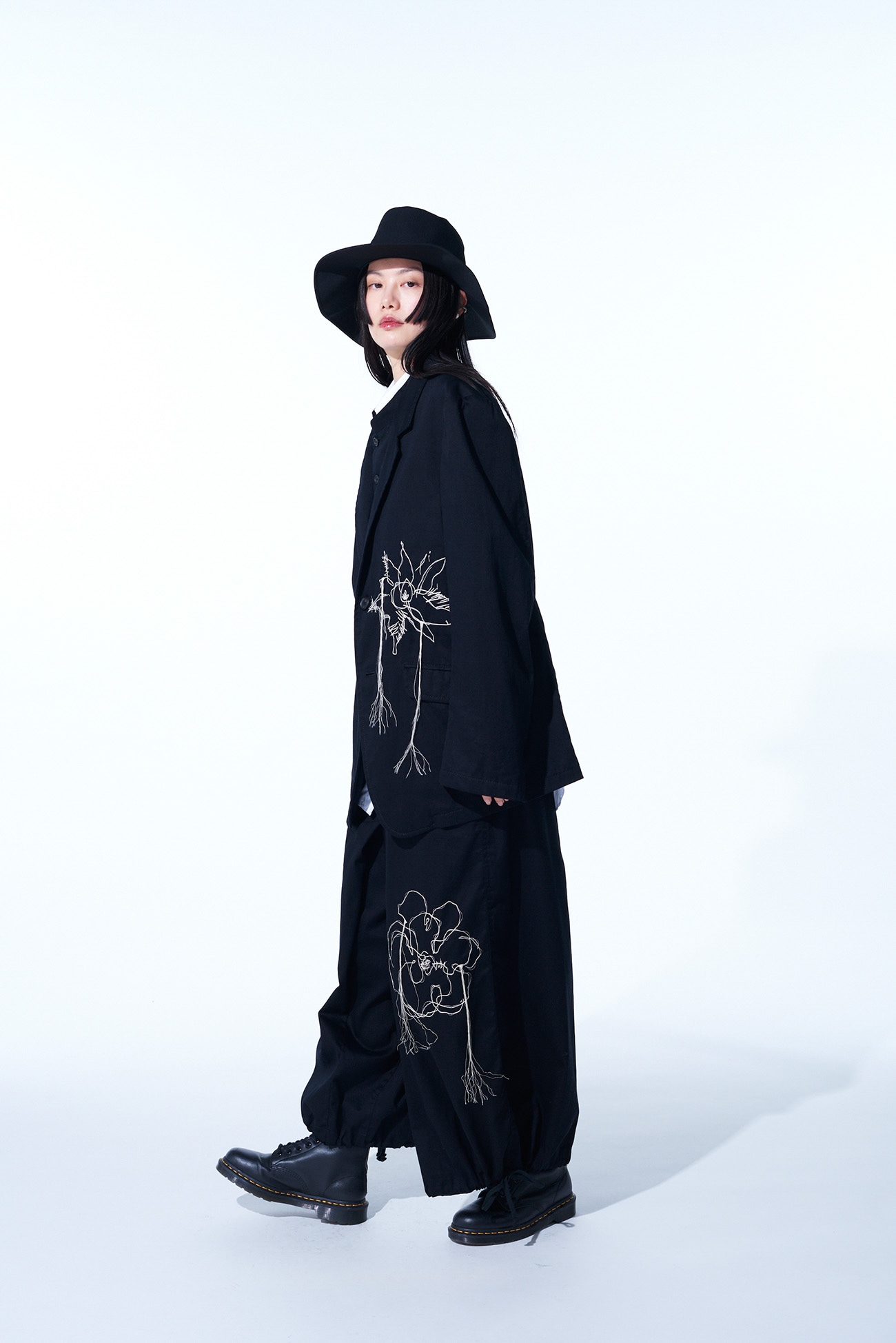 COTTON TWILL “QUEEN OF THE NIGHT“ EMBROIDERY JACKET(M Black): S 