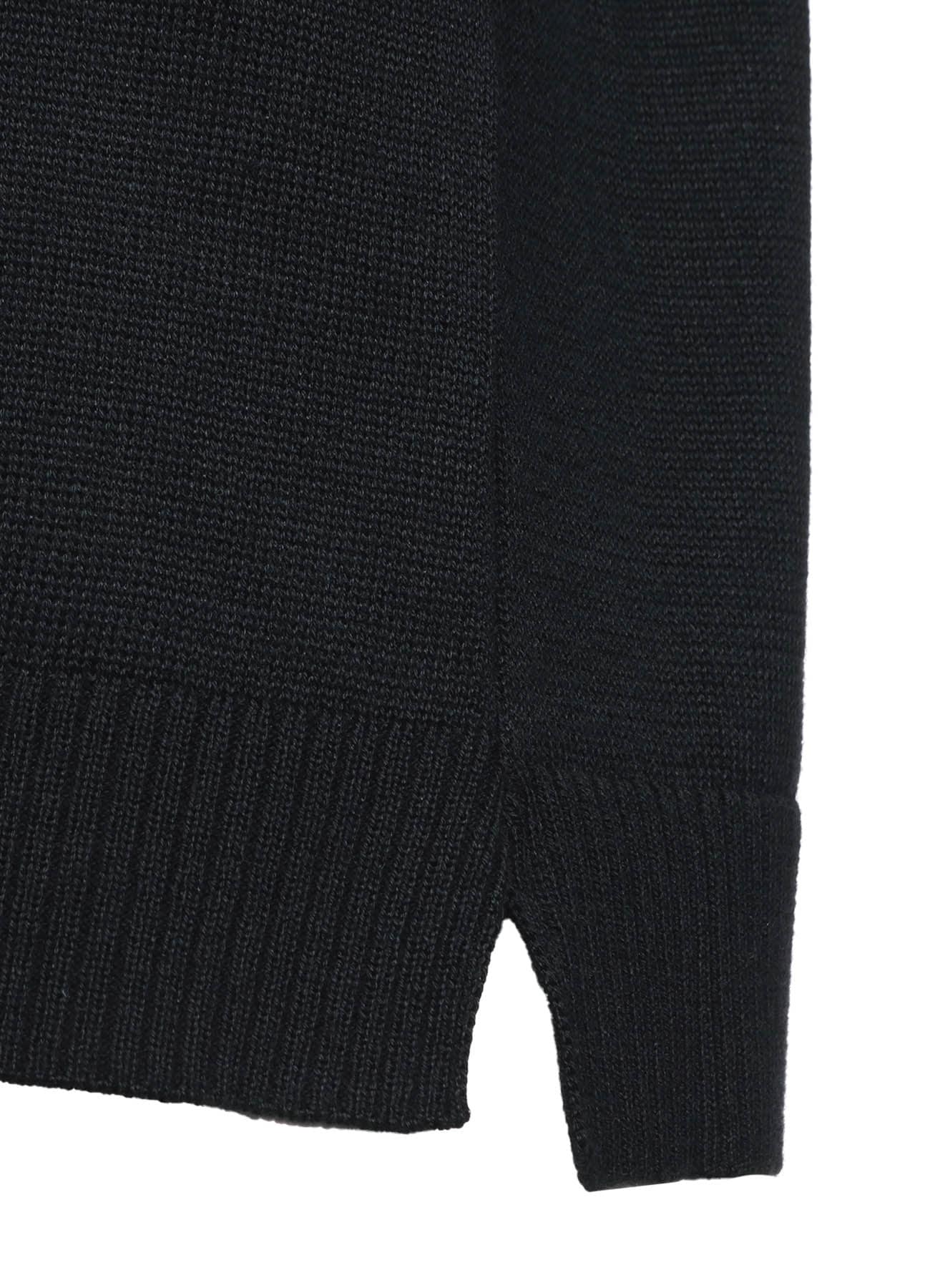 BLENDED YARN PULLOVER KNIT WITH KNIT WITH OUTSEAM DESIGN(M Black 