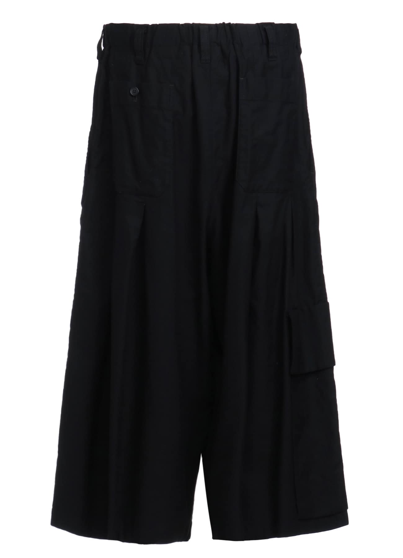 COTTON TWILL CROPPED WIDE PANTS WITH GUSSETED FLAP POCKET(M Black 