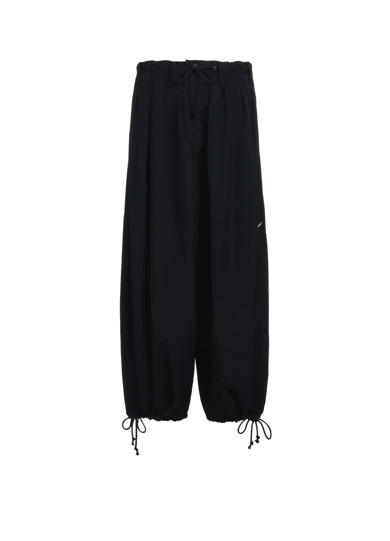 WASHER FINISHED WOOL GABARDINE BALLOON PANTS WITH ZIPPER POCKETS