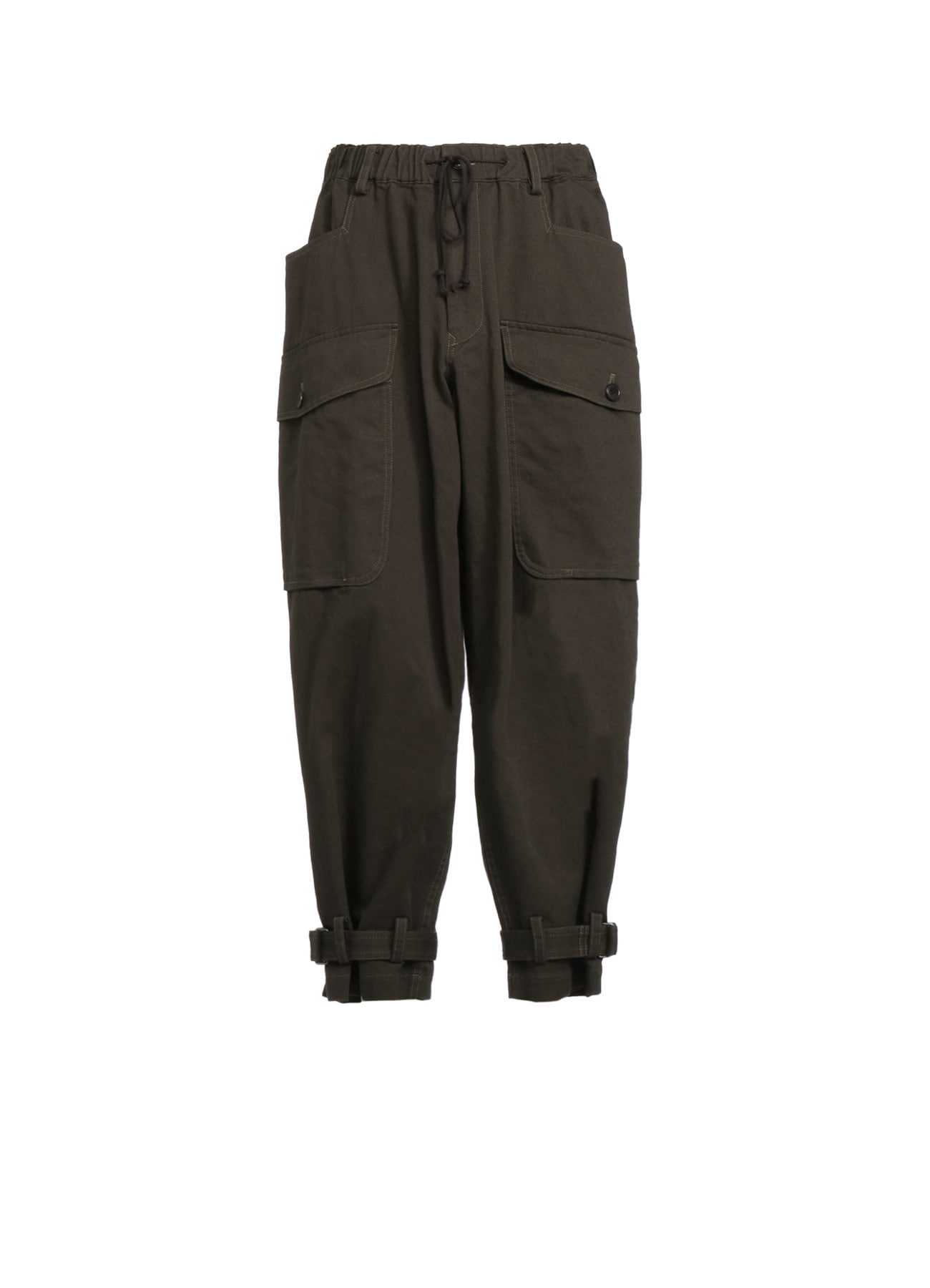 COTTON DRILL CARGO PANTS WITH BELTED HEMS(M Black): S ...