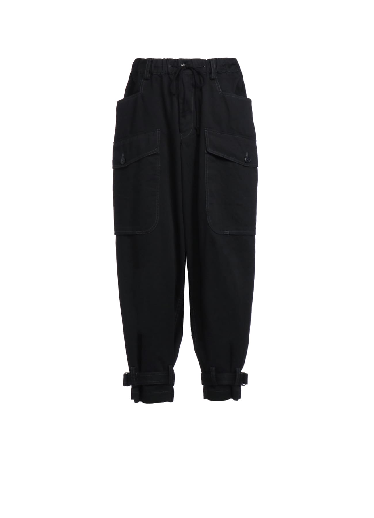COTTON DRILL CARGO PANTS WITH BELTED HEMS(M Black): S'YTE｜THE 