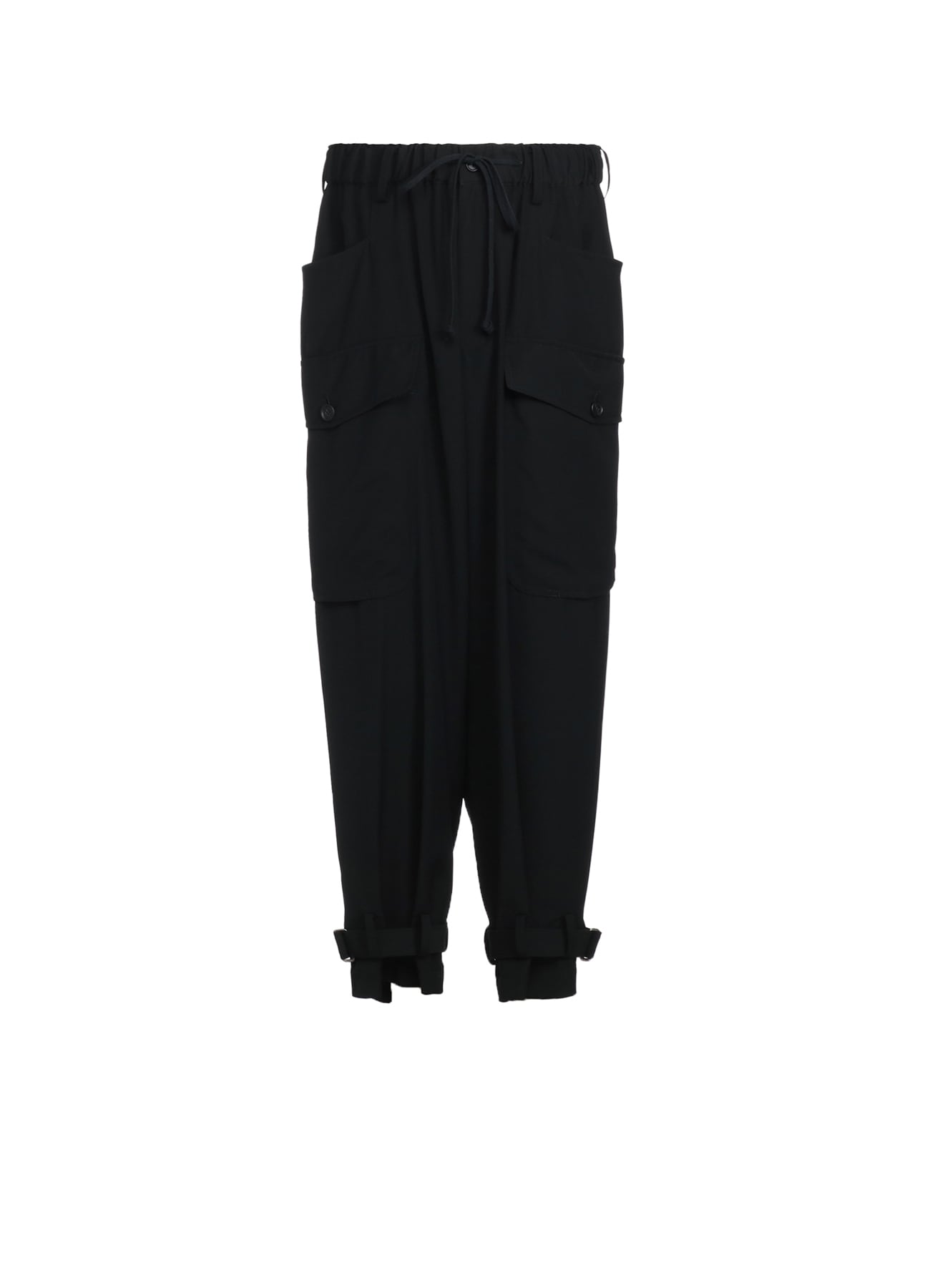 POLYESTER GABARDINE CARGO PANTS WITH BELTED HEMS