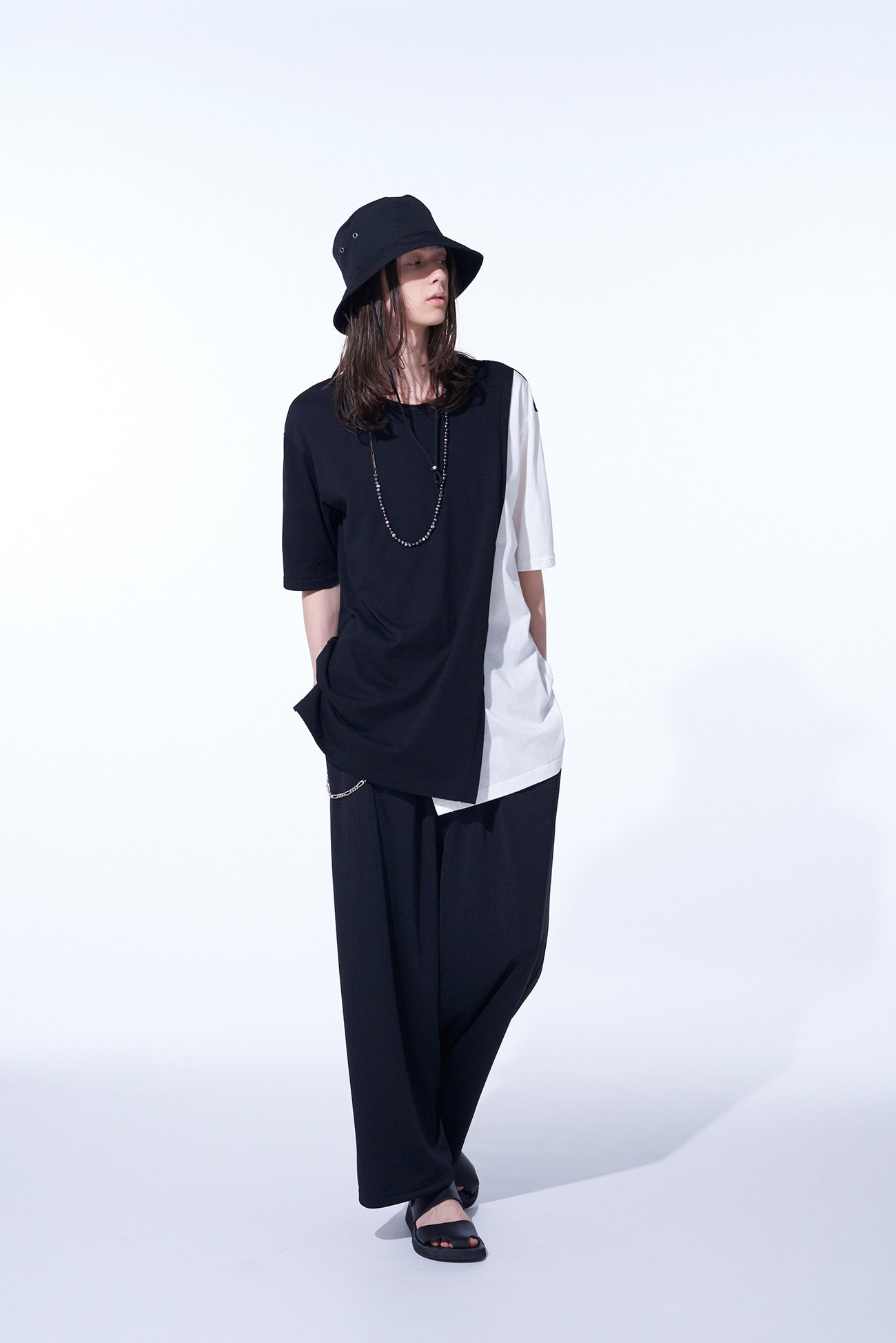 POLYESTER SMOOTH JERSEY DRAWSTRING WIDE PANTS