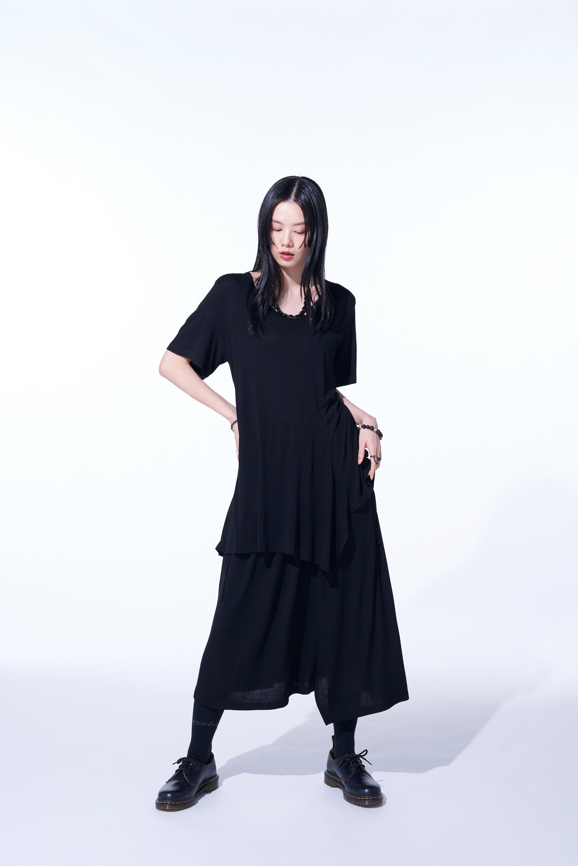 RAYON JERSEY STRINGS GATHERED SKIRT