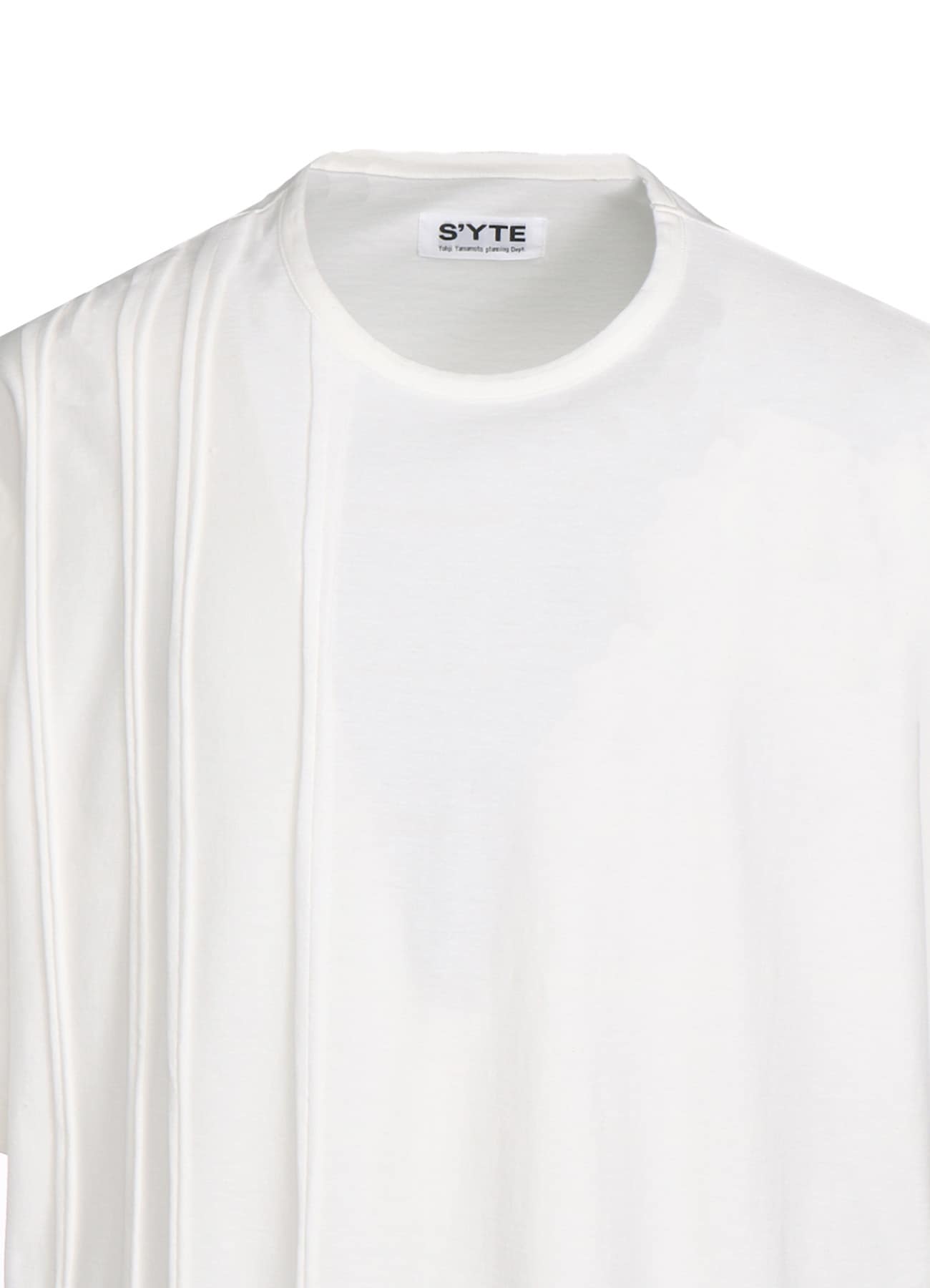 COTTON JERSEY VERTICALLY GRAFTED STRIPED T-SHIRT(M White): S'YTE 
