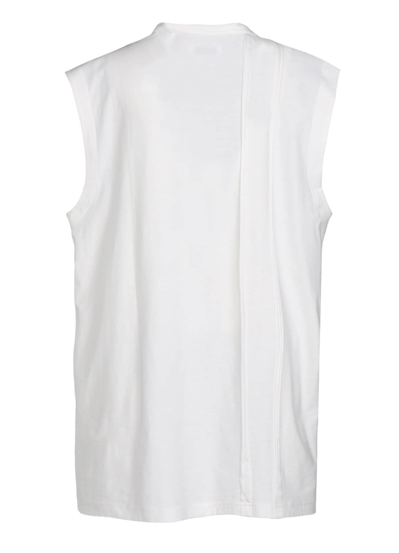 COTTON JERSEY VERTICALLY GRAFTED SLEEVELESS TOP WITH HEM SLIT