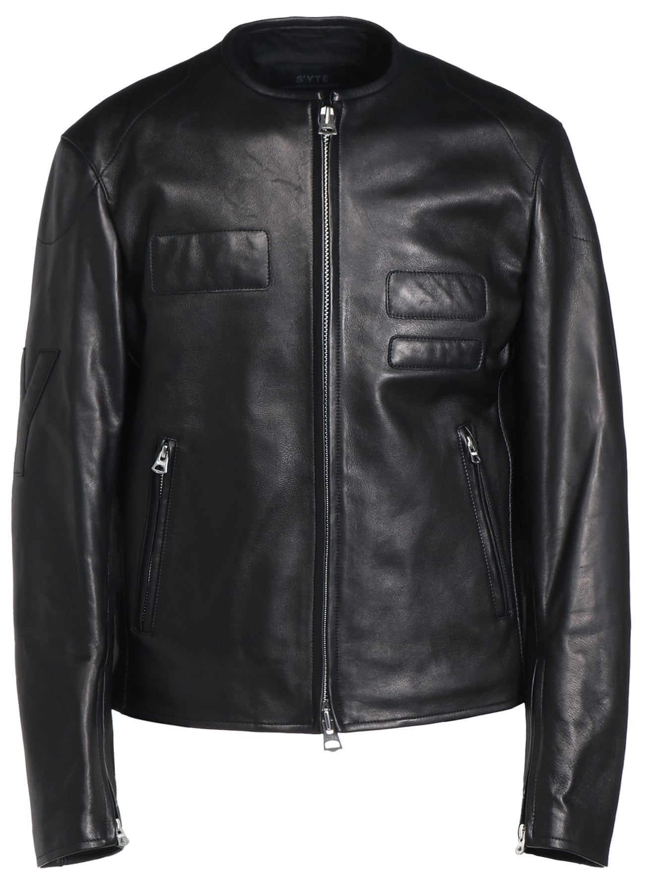 SEMI-VEGETABLE TANNED SHEEP LEATHER COLLARLESS MOTORCYCLE JACKET