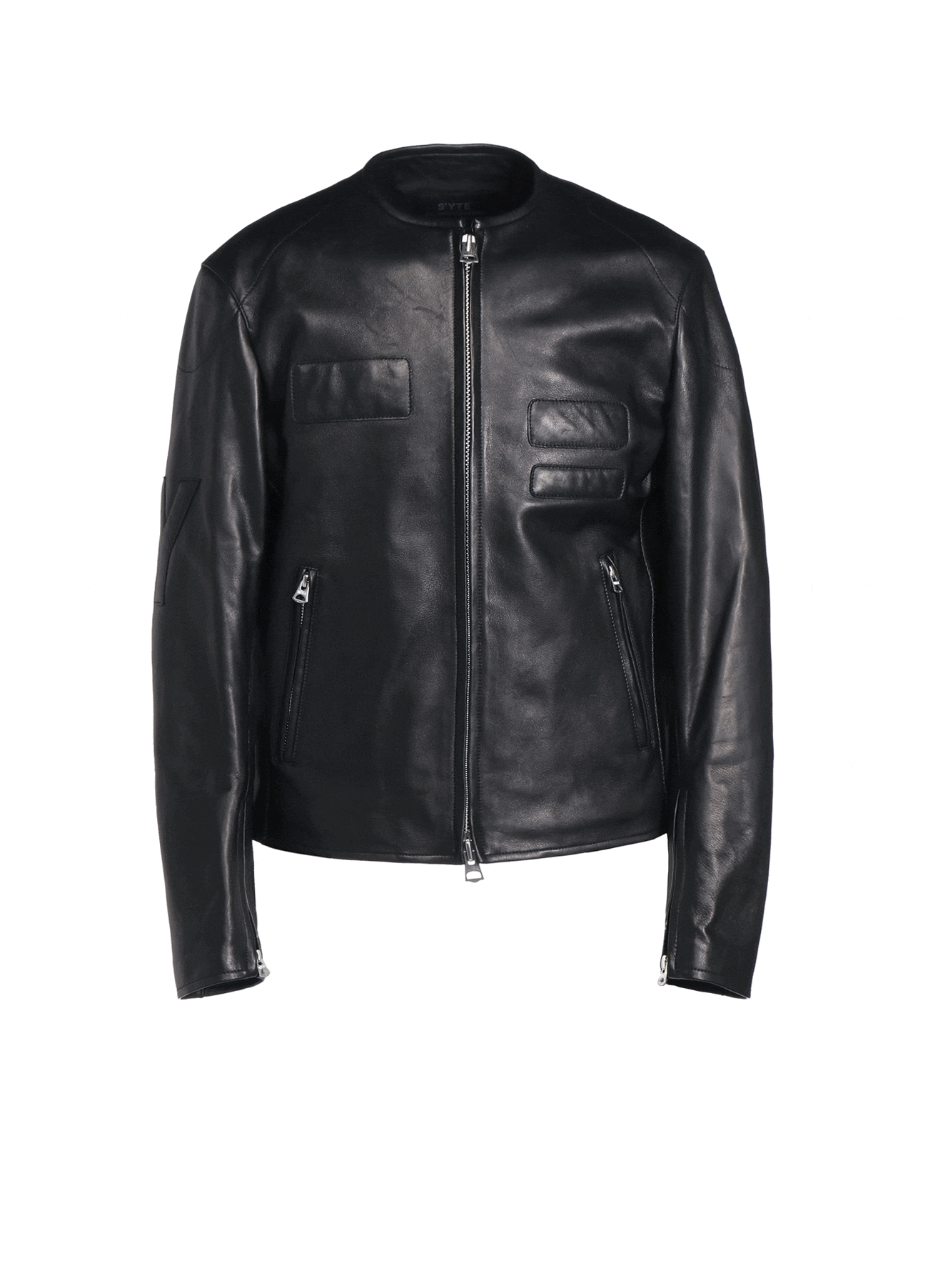 SEMI-VEGETABLE TANNED SHEEP LEATHER COLLARLESS MOTORCYCLE JACKET