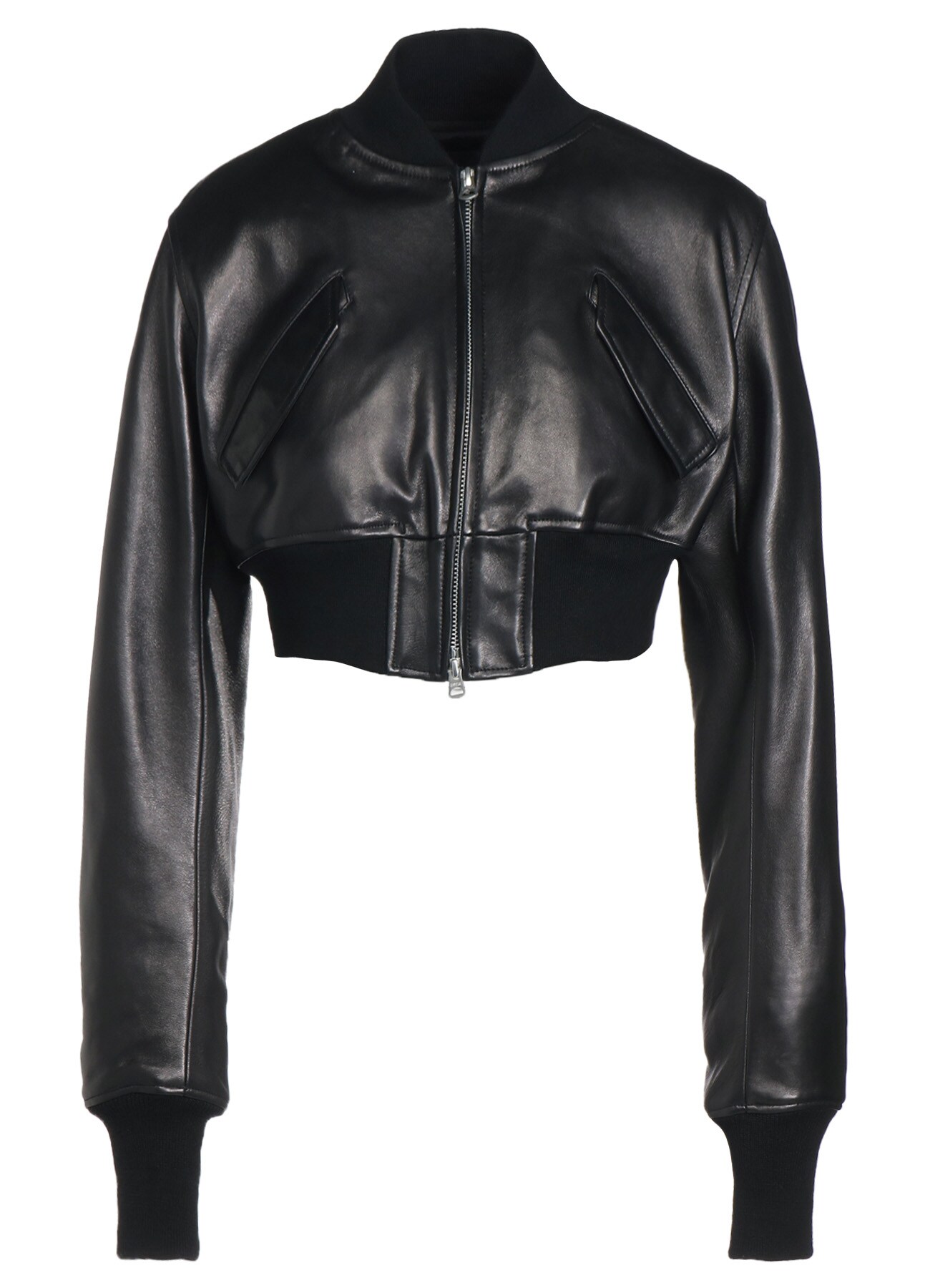 SEMI-VEGETABLE TANNED SHEEP LEATHER CROPPED BOMBER JACKET