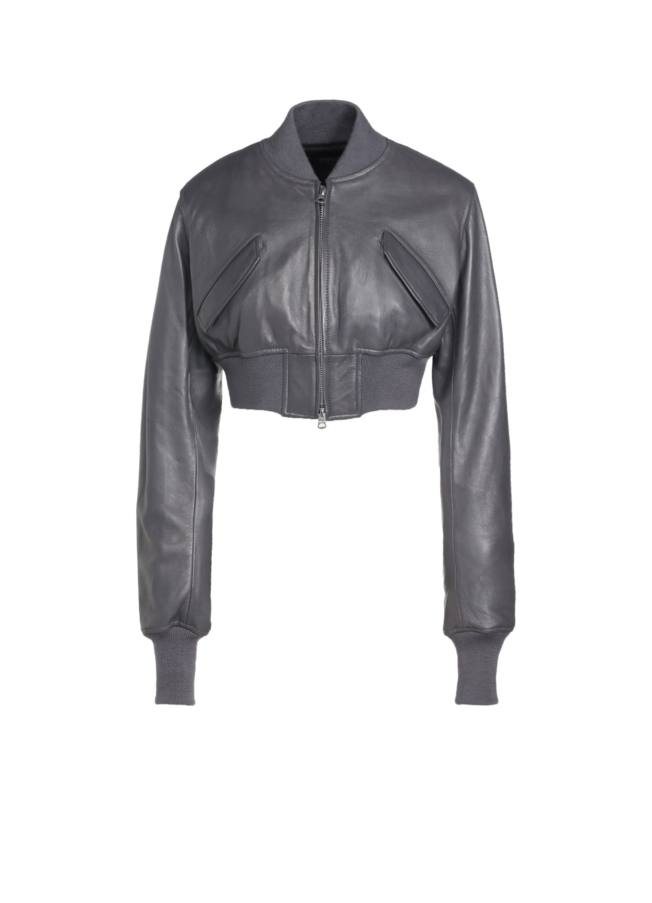 SEMI-VEGETABLE TANNED SHEEP LEATHER CROPPED BOMBER JACKET