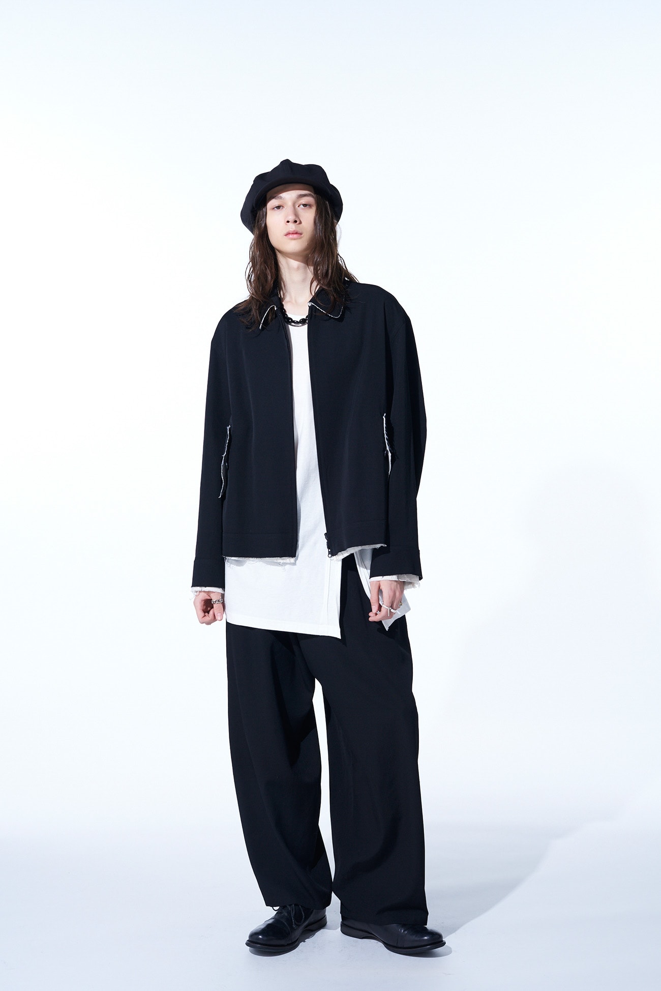 WASHER FINISHED WOOL GABARDINE OVERSIZED REVERSIBLE BLOUSON WITH CUT-OUT  DESIGN