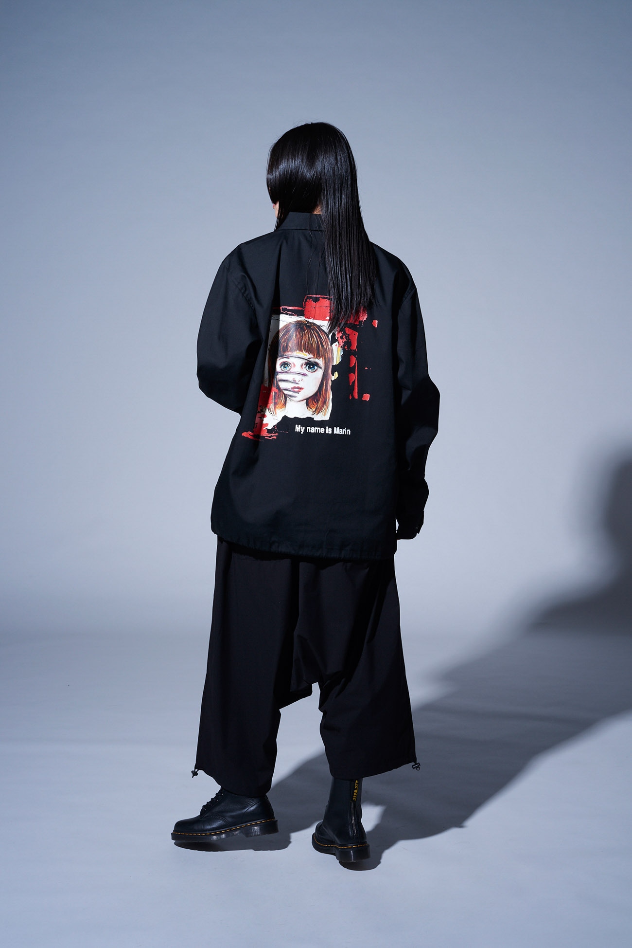 S'YTExKAZUO UMEZZ T/C WEATHER CLOTH COACH JACKET PRINTED WITH ARTWORK FEATURING ZOKU-SHINGO-HAND PRINTS-