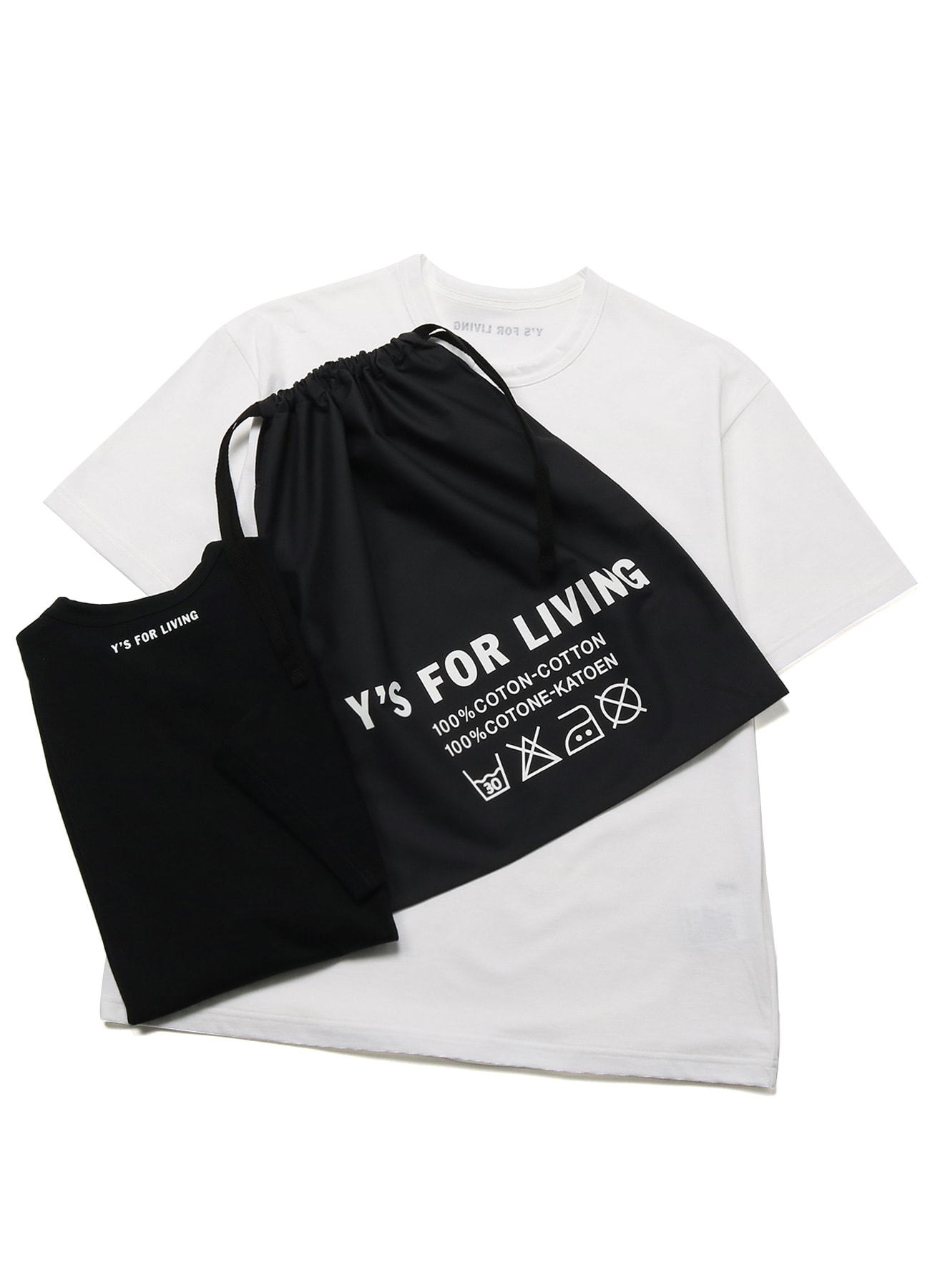 2PIECES 30/1 COTTON JERSEY T-SHIRTS(M White x Black): Y's for 