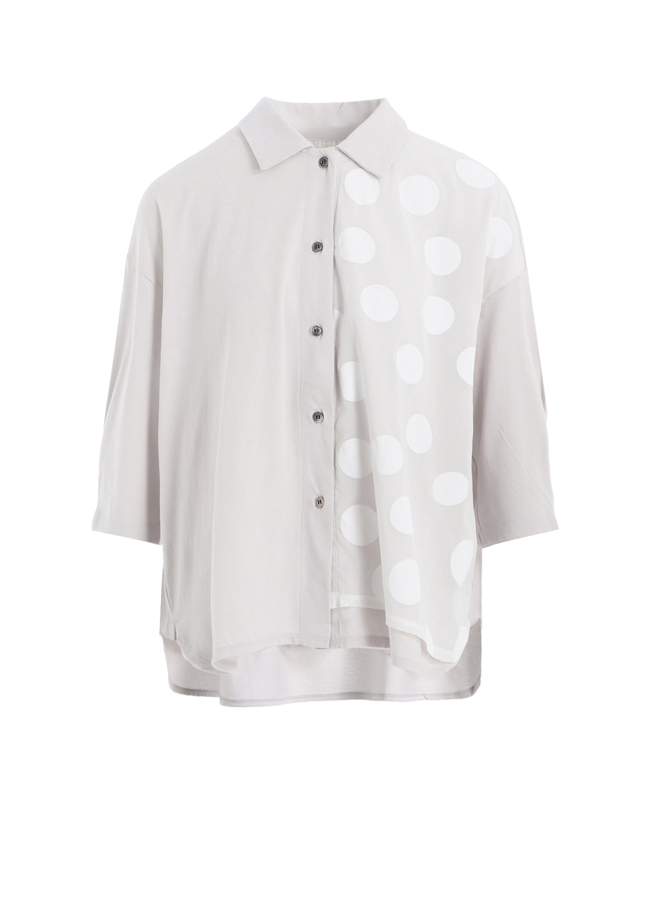 JERSEY + VOILE DOT PRINT SHIRT CARDIGAN
