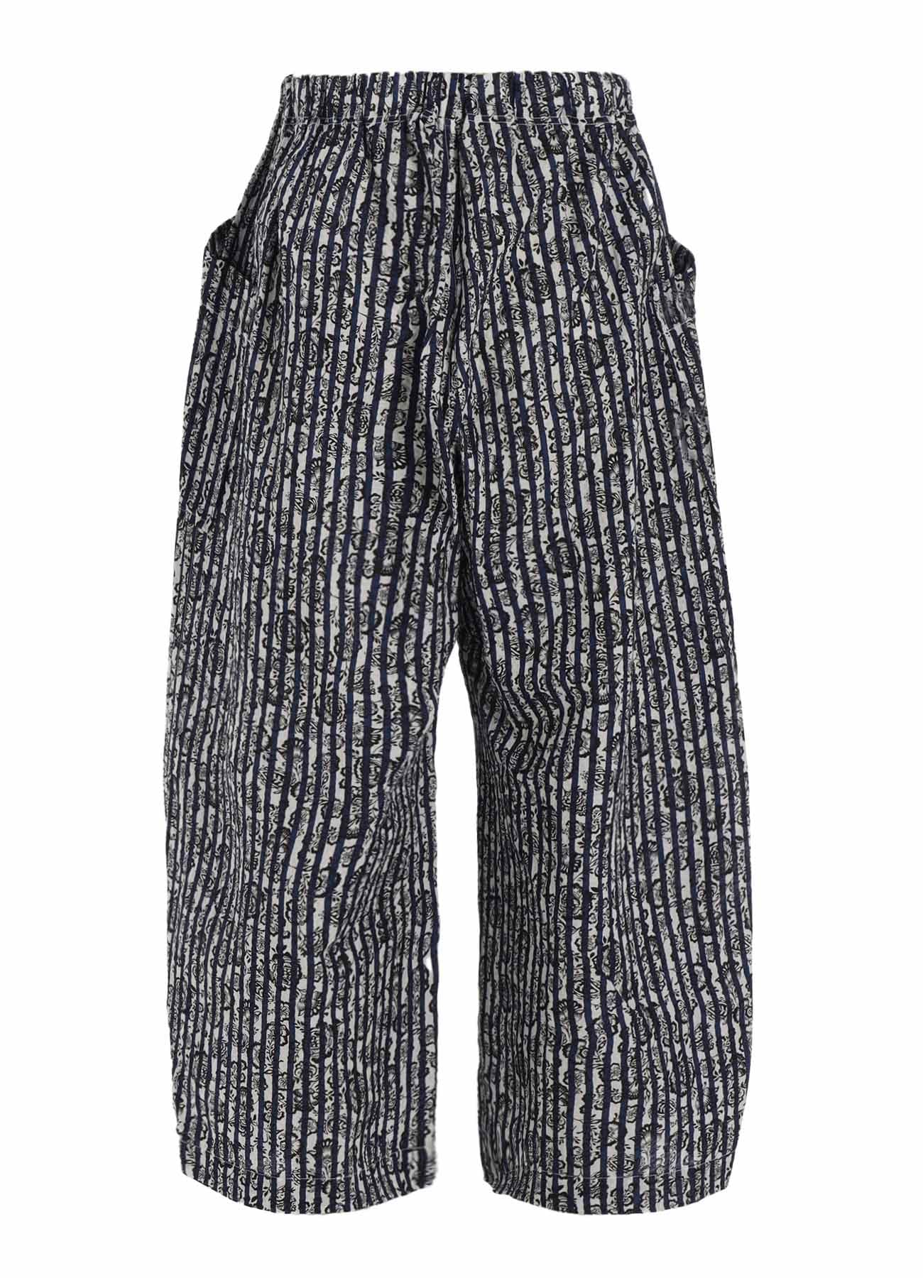 COTTON RIPPLE PRINT 4/5 LENGTH PANTS