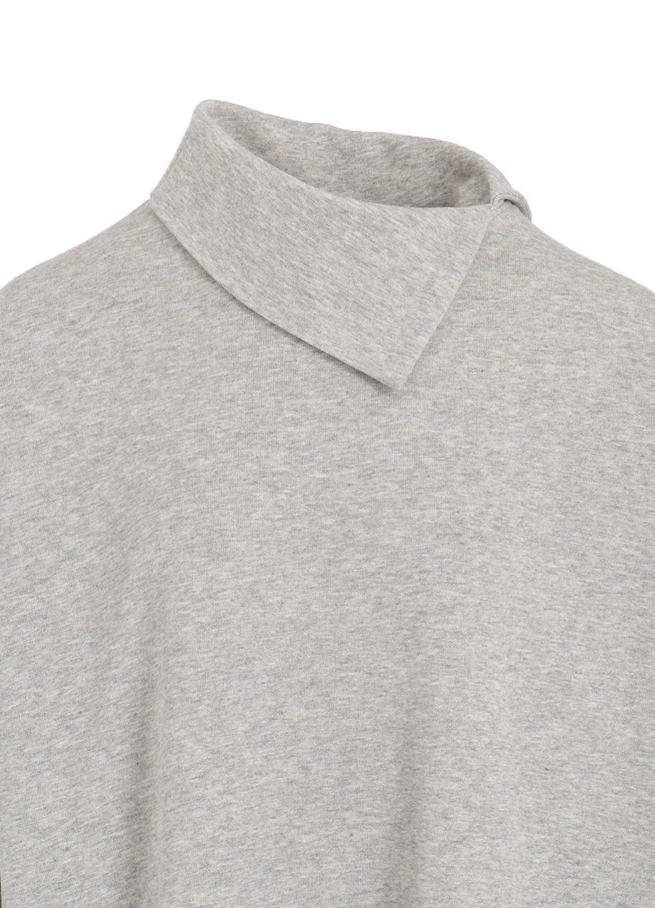 COTTON MINI FLEECE ASYMMETRIC COLLAR PULLOVER