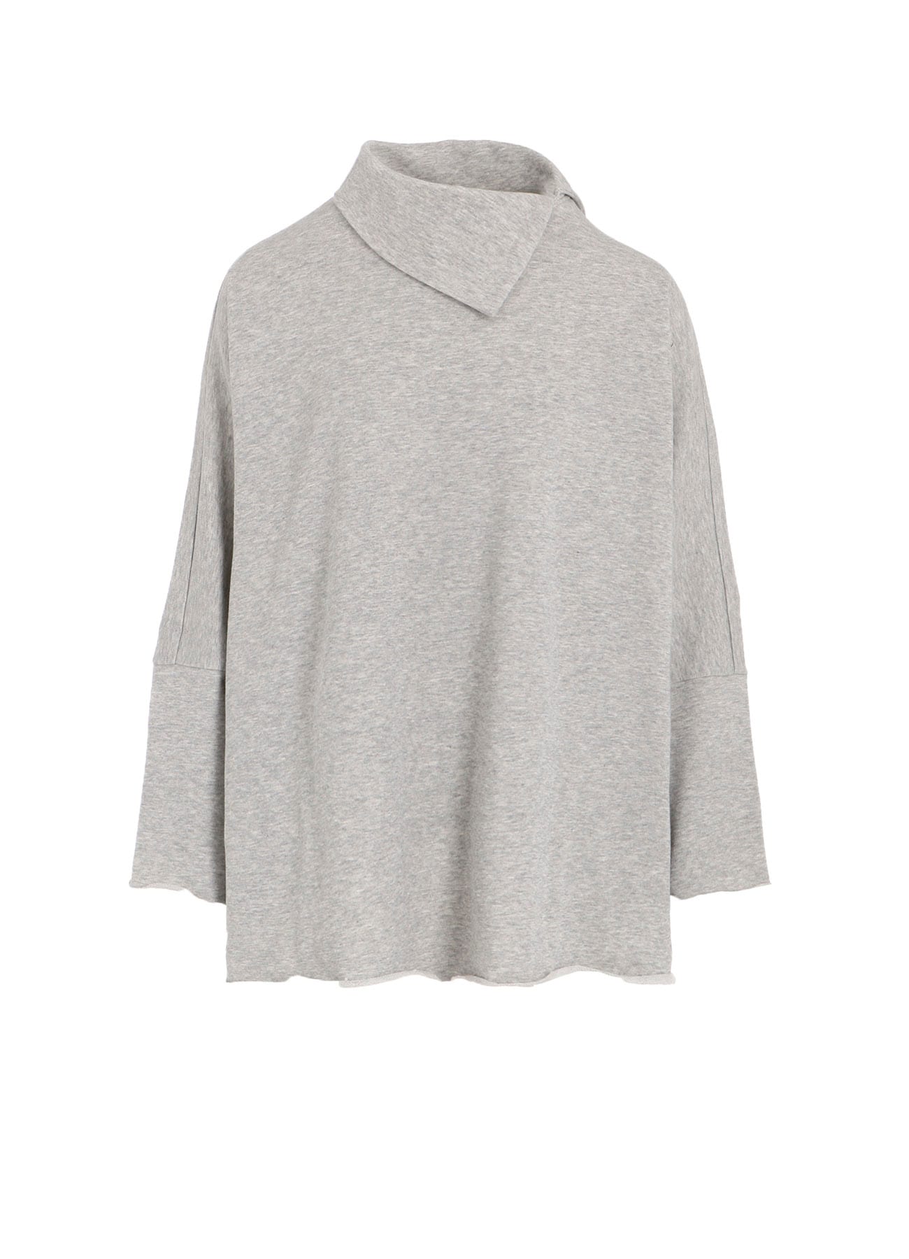 COTTON MINI FLEECE ASYMMETRIC COLLAR PULLOVER