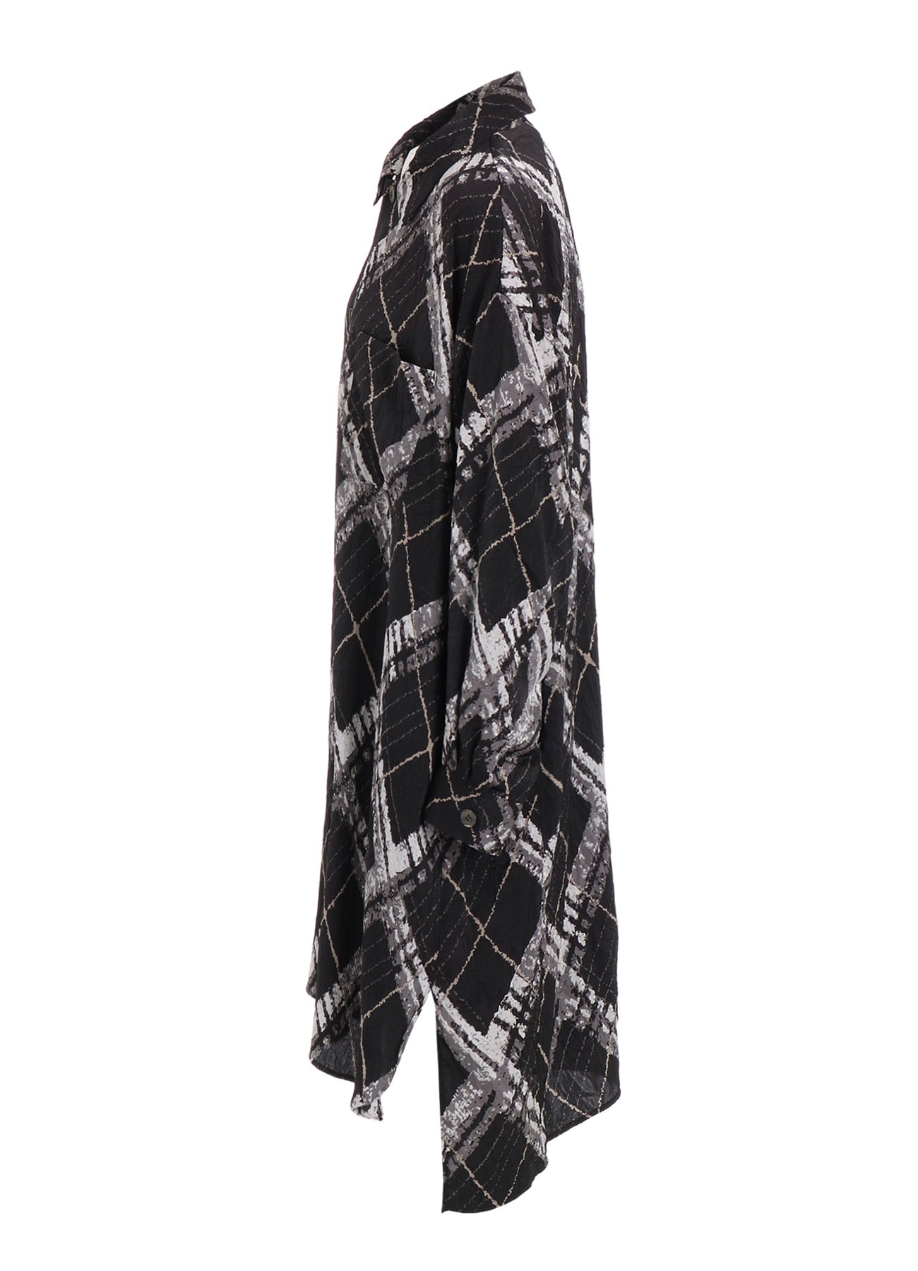 WASHER BIAS PLAID PRINT LONG SHIRT