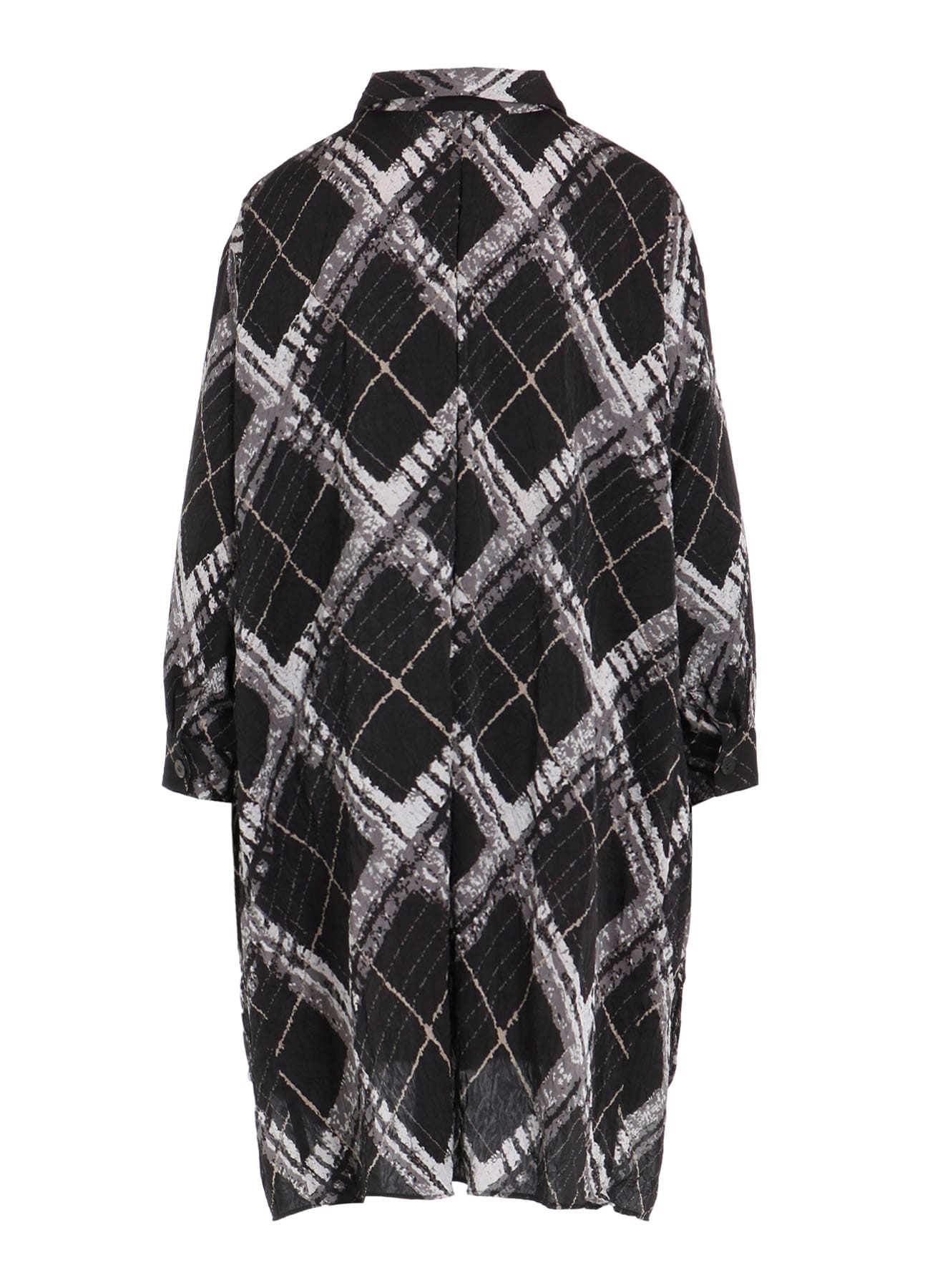 WASHER BIAS PLAID PRINT LONG SHIRT