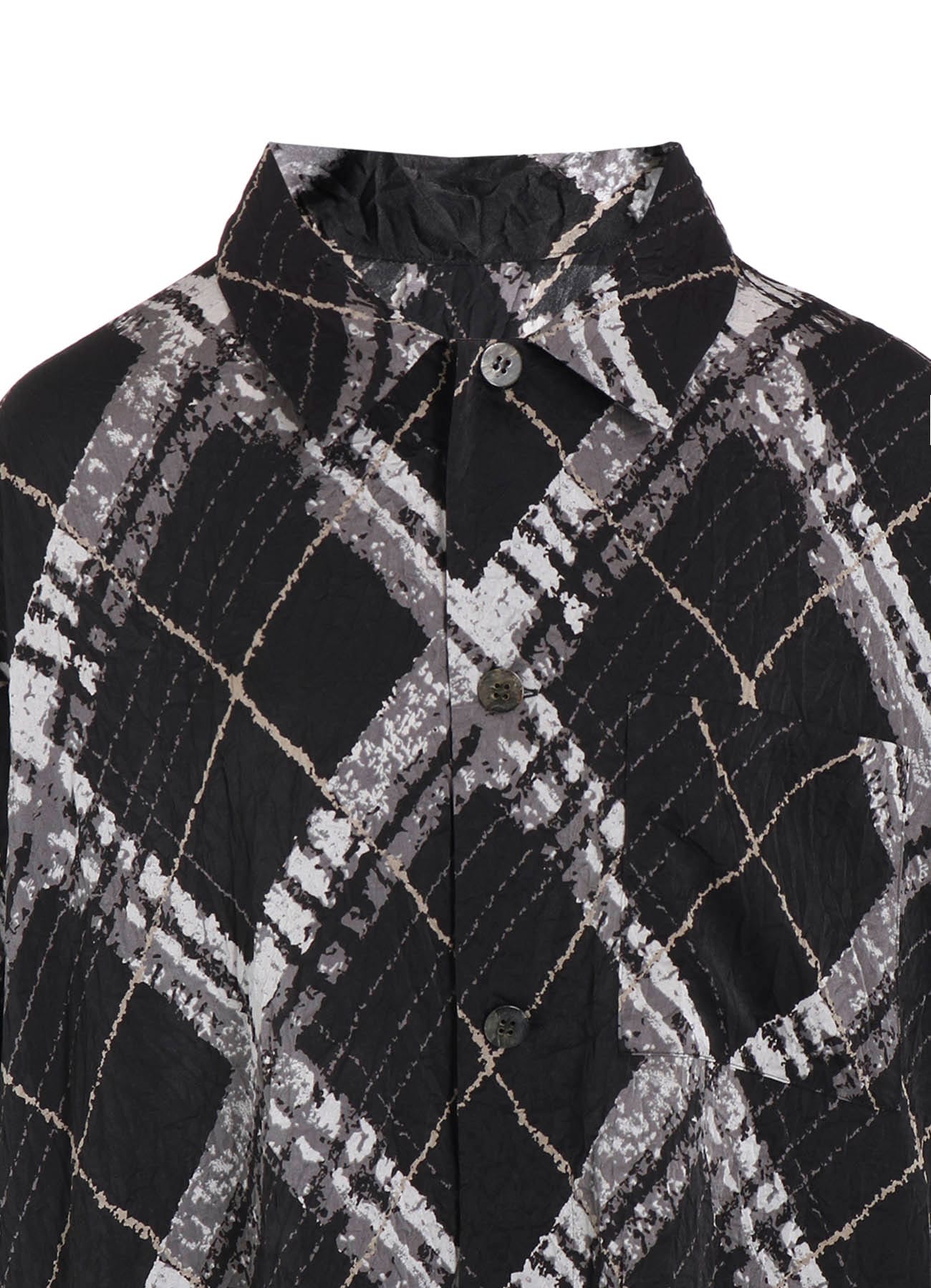 WASHER BIAS PLAID PRINT LONG SHIRT
