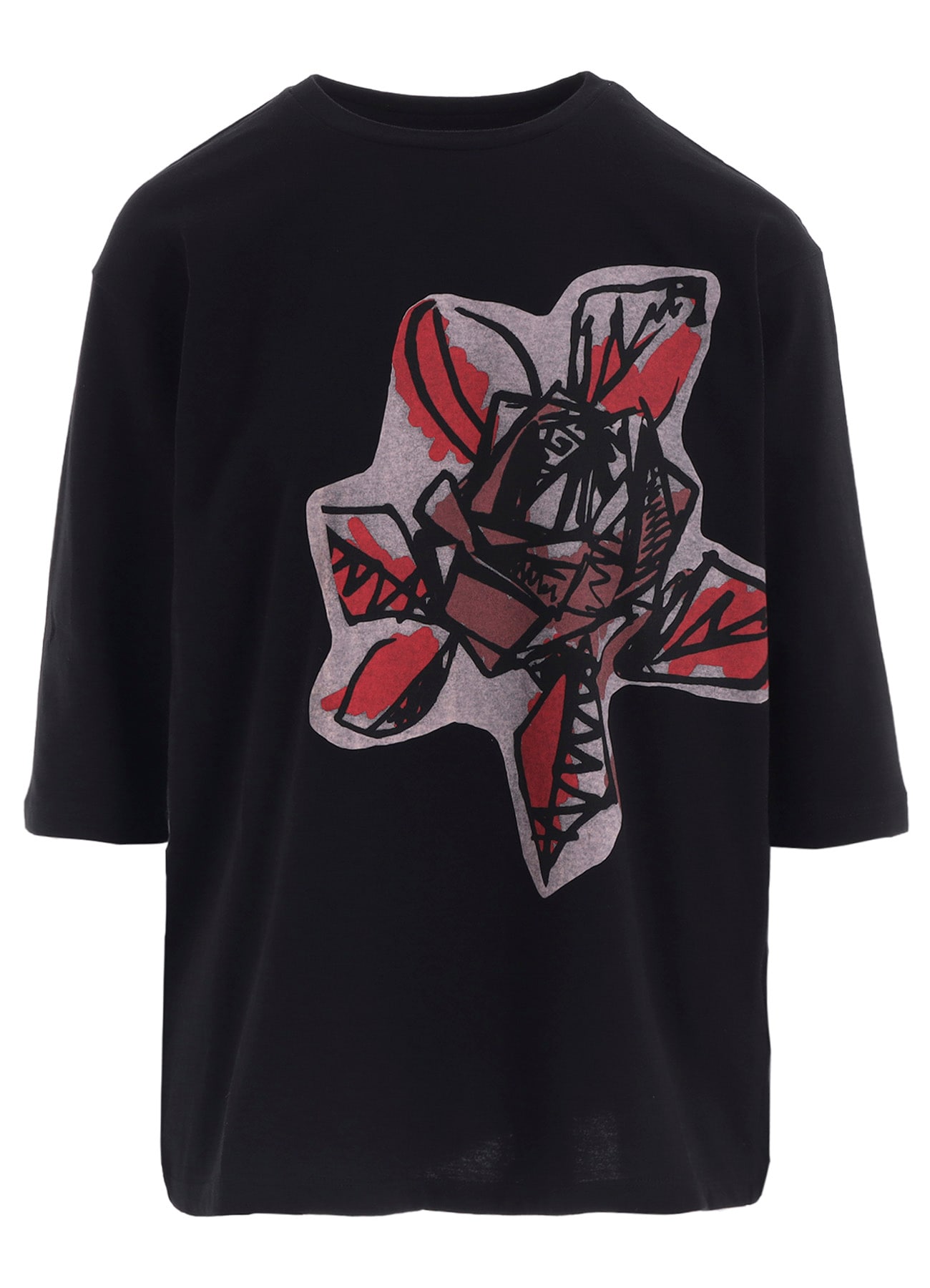 SOFT COTTON JERSEY WILD FLOWER PRINT 3/4 SLEEVE SHIRT