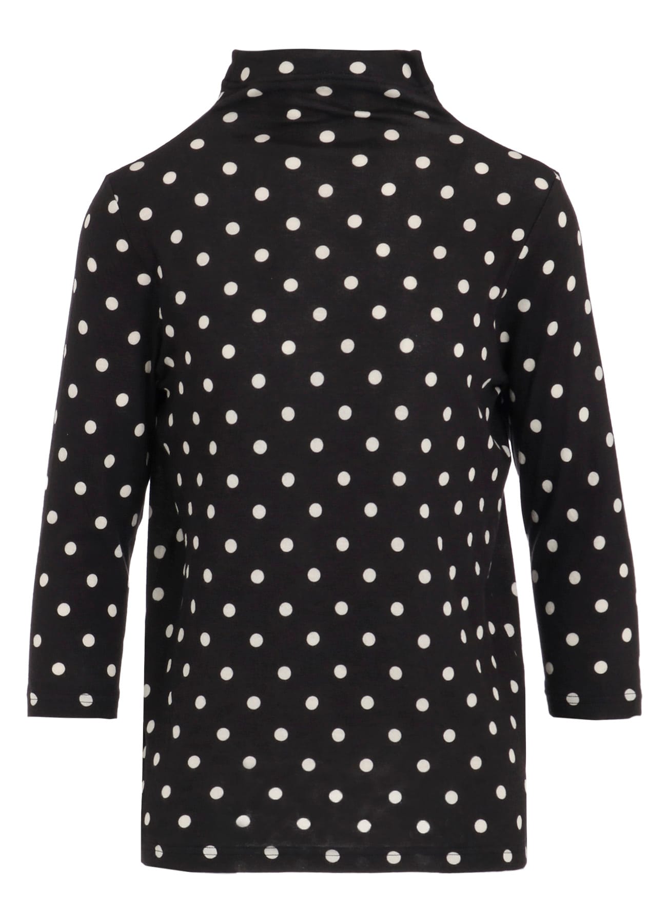 80/1 DUAL-LAYER JERSEY DOT PRINT BOTTLE NECK 3/4 SLEEVE SHIRT